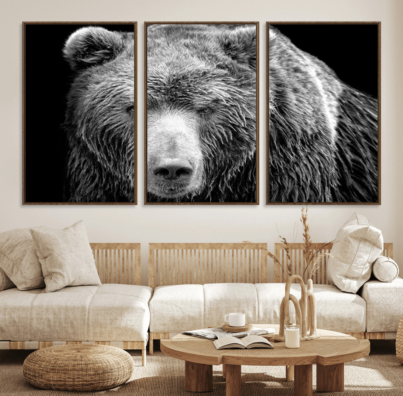 70851-MGV-FC-60X30-3P_Walnut-399 Grizzly Bear Canvas Print | Ready to Hang Wall Art | Rustic Farmhouse & Cabin Decor | Wildlife