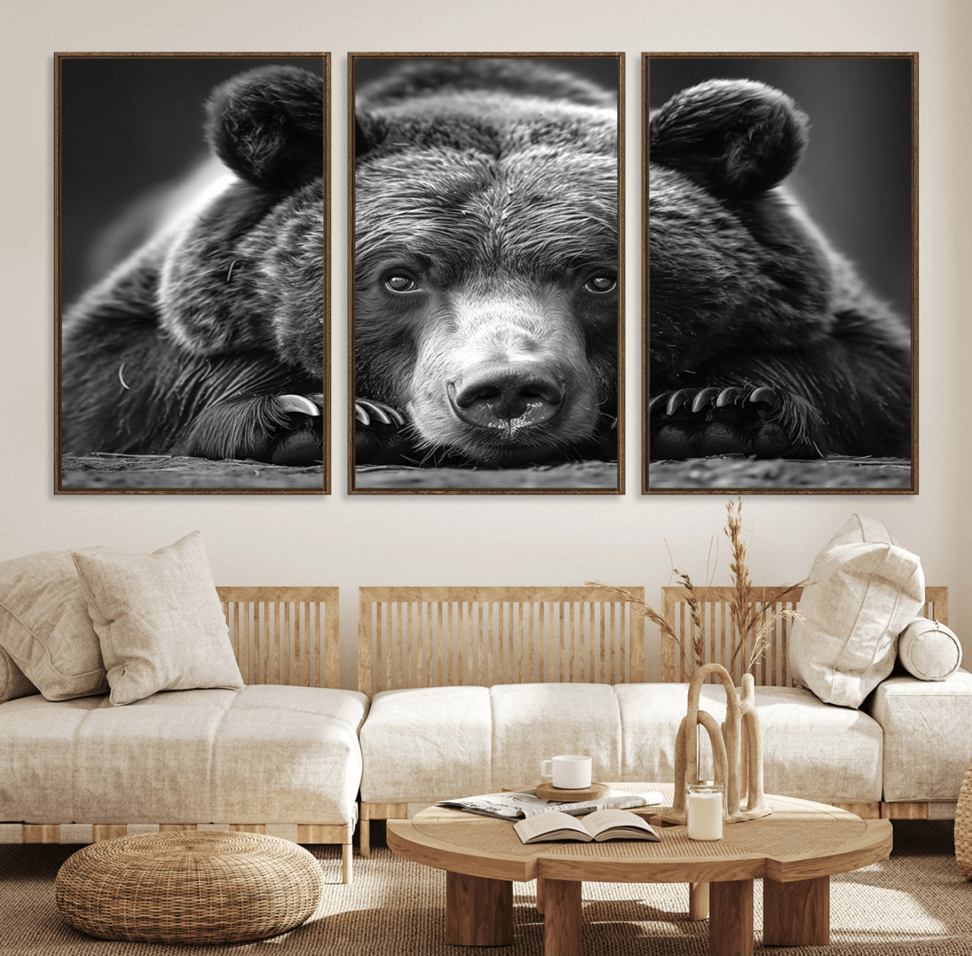 -Resting Grizzly 399 Bear Canvas Print | Ready to Hang Wall Art | Rustic Cabin & Farmhouse Decor |