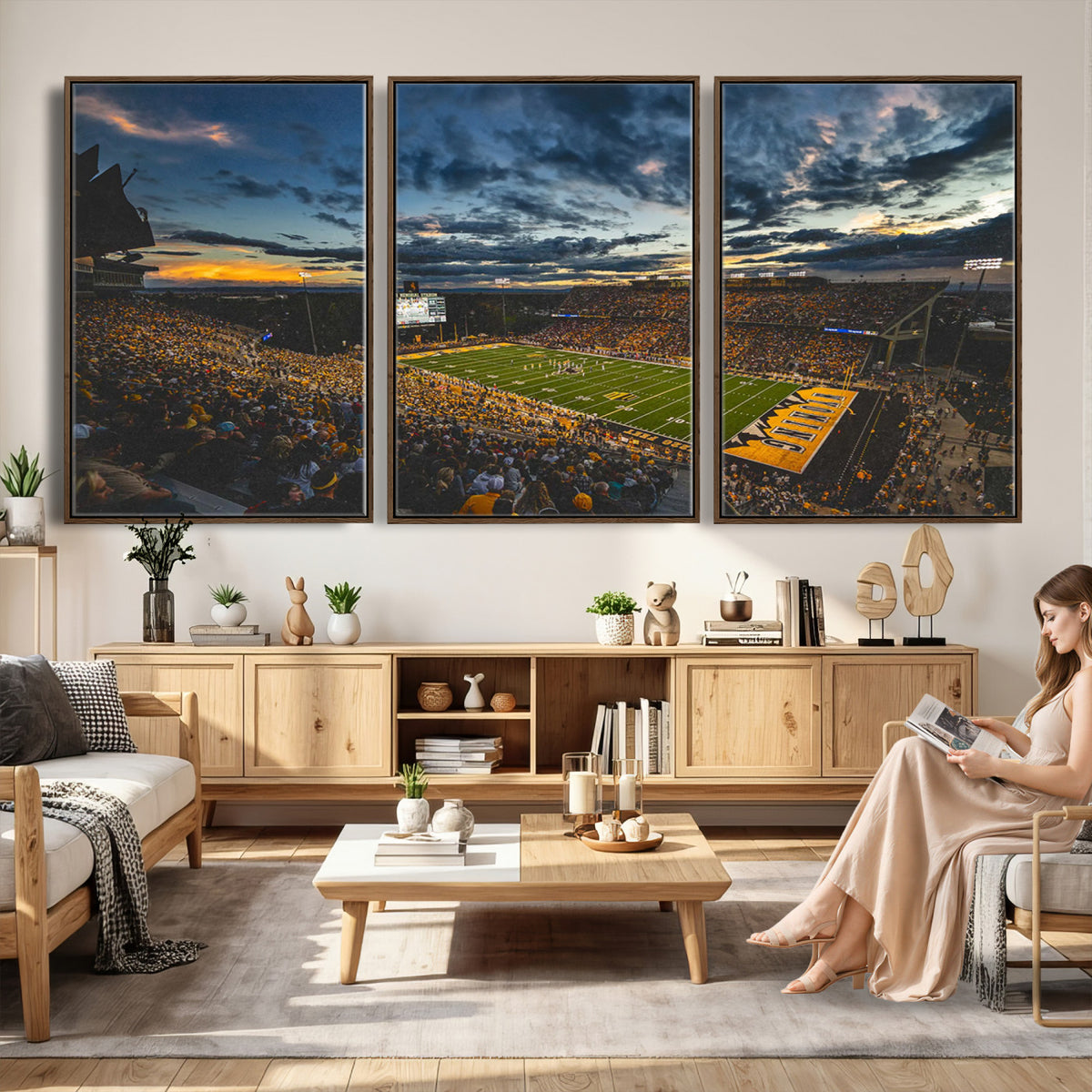 61020-MGV-CV-36X24 - University of Wyoming Cowboys Football Team Print, Laramie, Framed and Ready to Hang