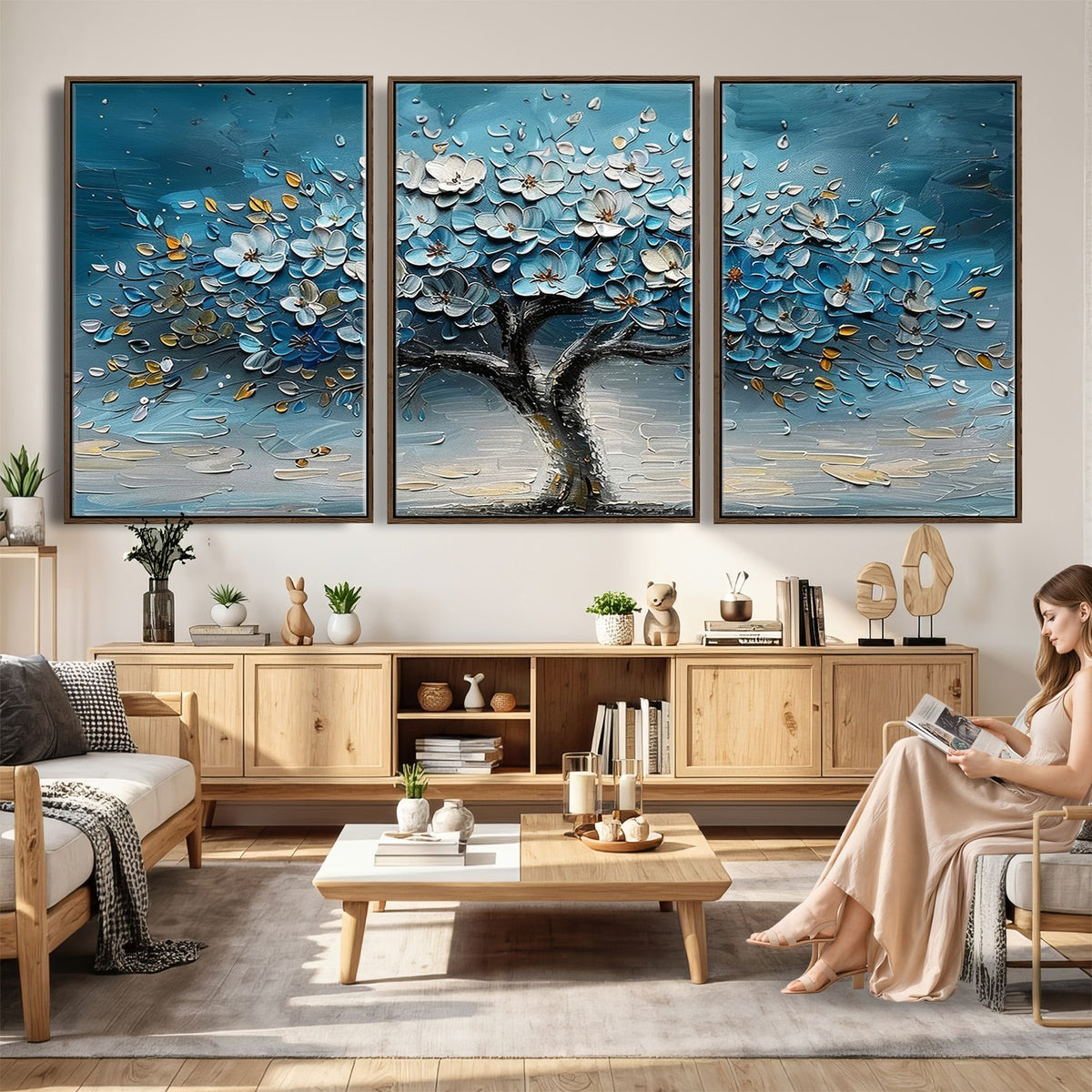 24109-_Poster-30x20 - Abstract Blooming Tree Wall Art Canvas Print, Floral Modern Home Decor