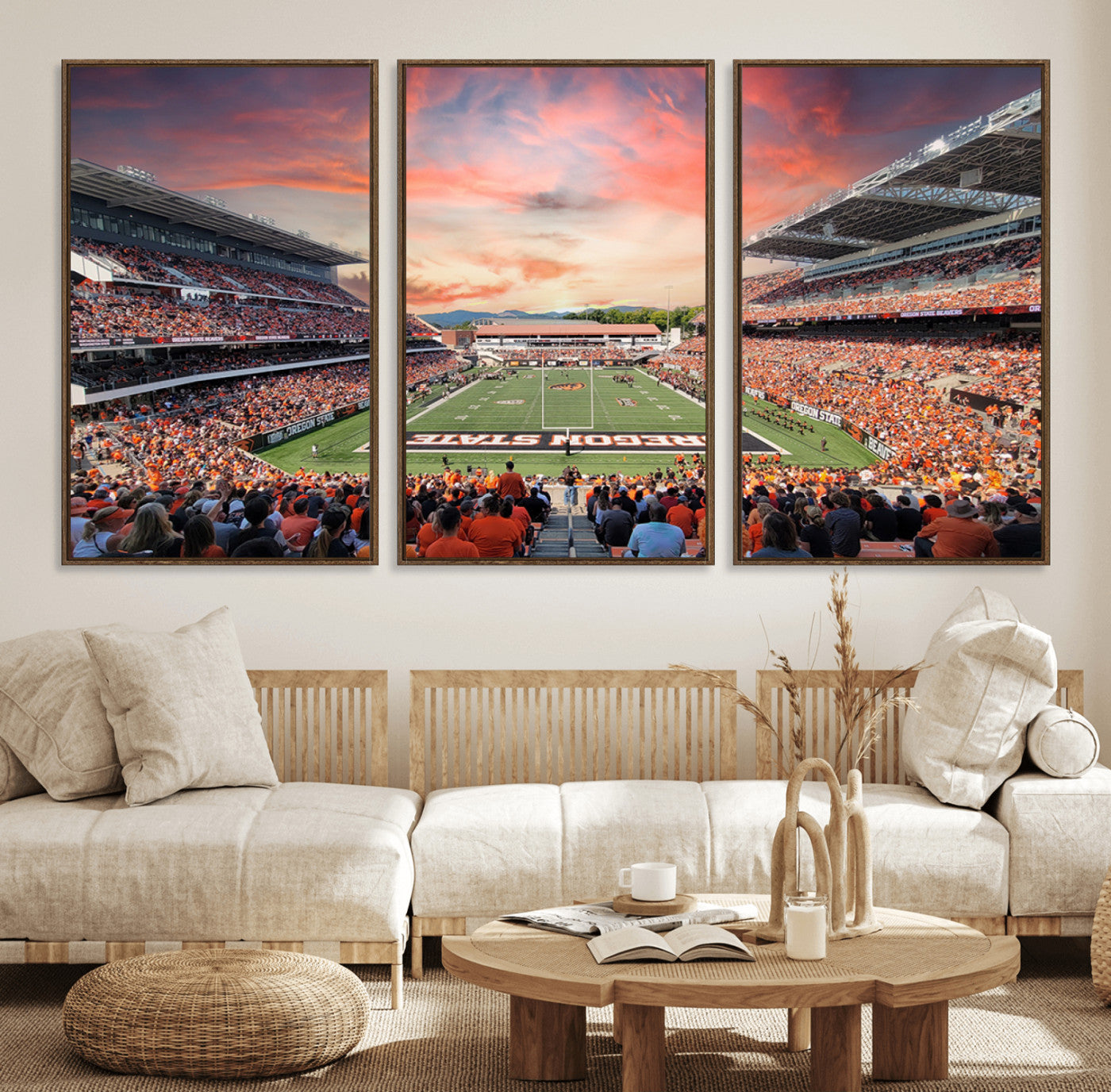 MGV-FC-60X30-3P - Oregon State Beavers Football Team Print - Corvallis Reser Stadium Wall Art Canvas Print