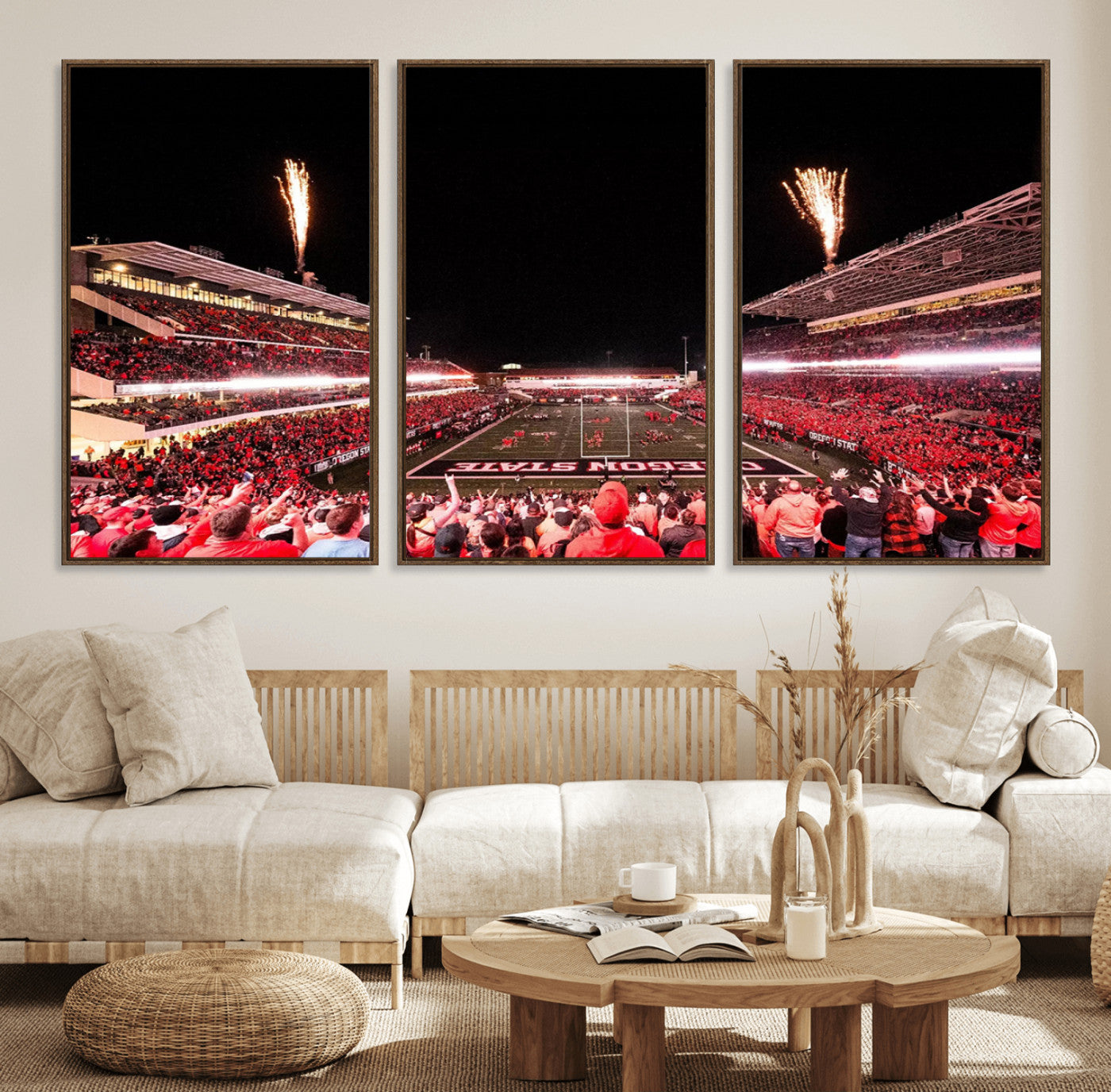 MGV-FC-60X30-3P - Oregon State Beavers Football Team Print - Corvallis Reser Stadium Wall Art Canvas Print