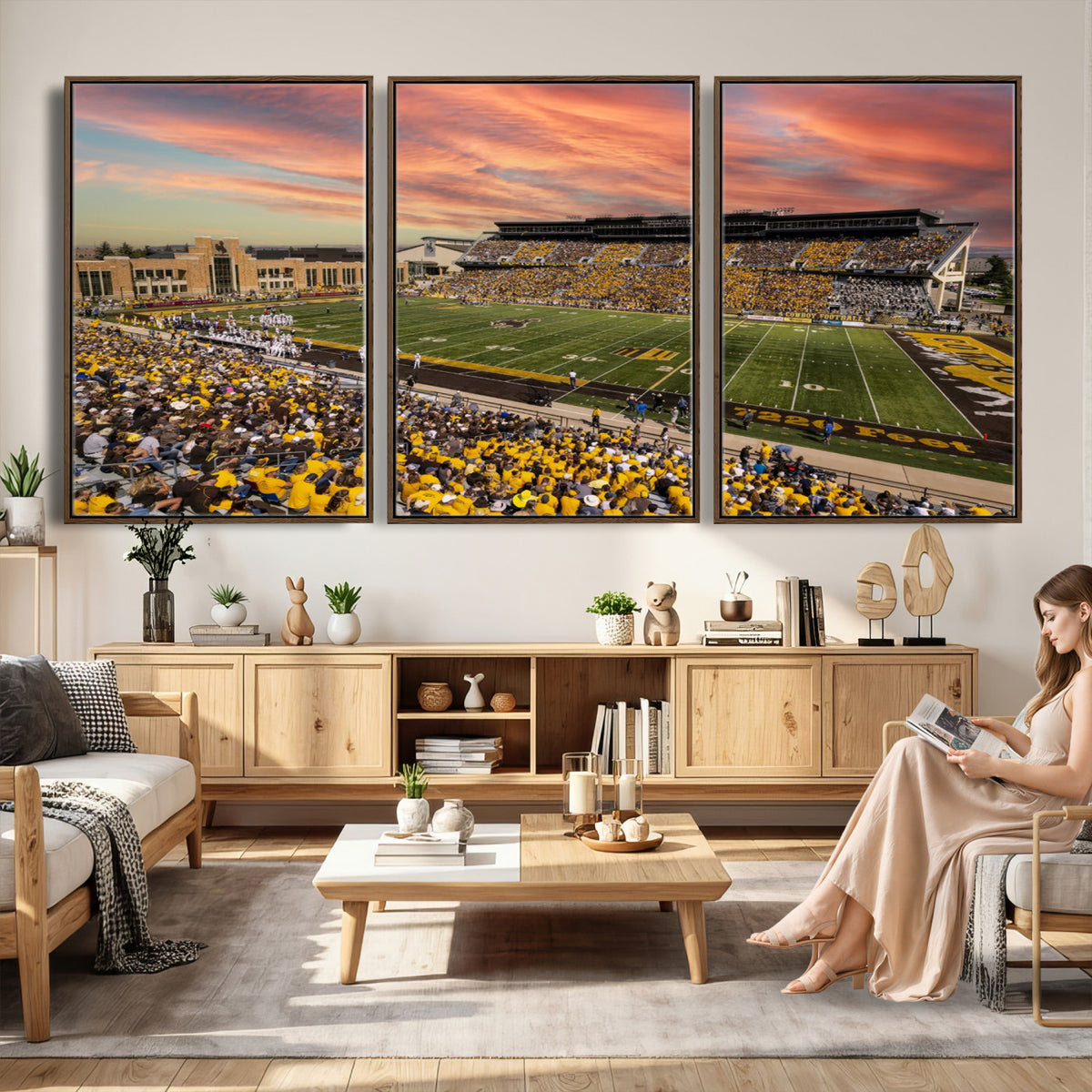 90508-MGV-CV-36X24 - University of Wyoming Cowboys Football Team Print, Laramie, Extra Large Game Room Wall Decor