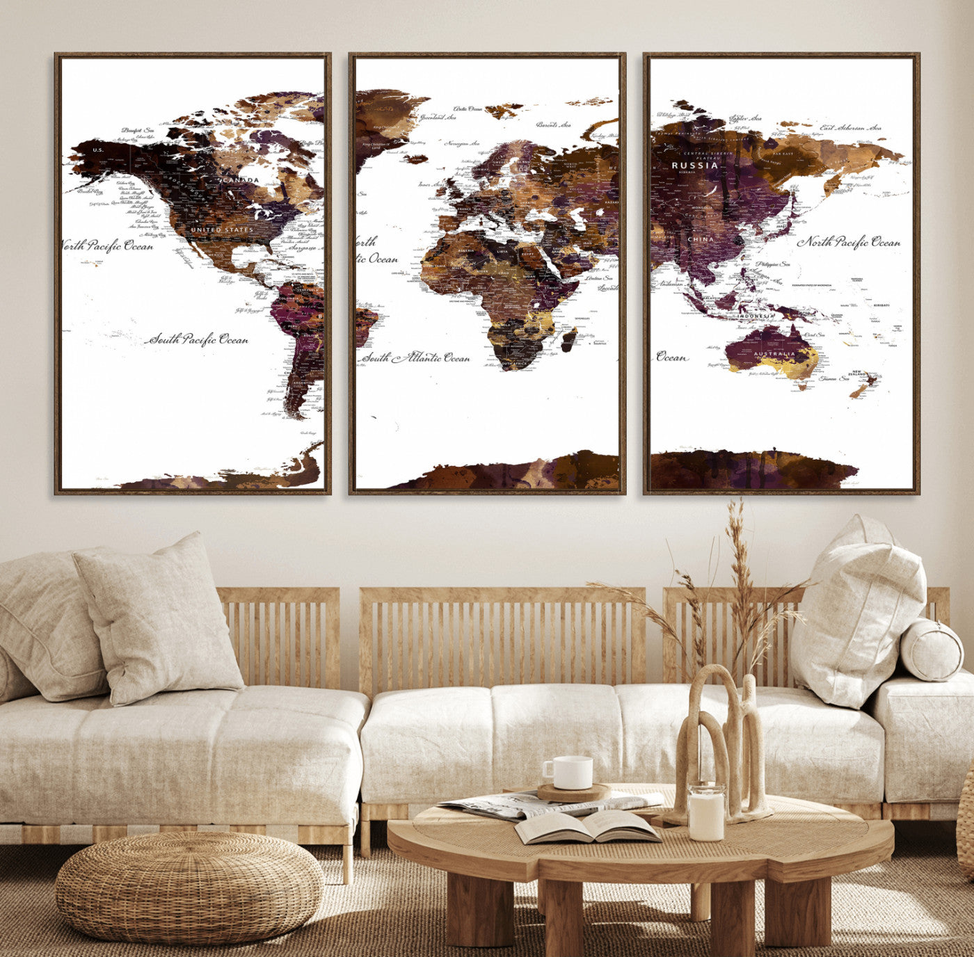50611-MGV-CV-36X24 - Push Pin World Map Canvas Print – Framed Wall Art for Couples to Track Their Travels – Anniversary
