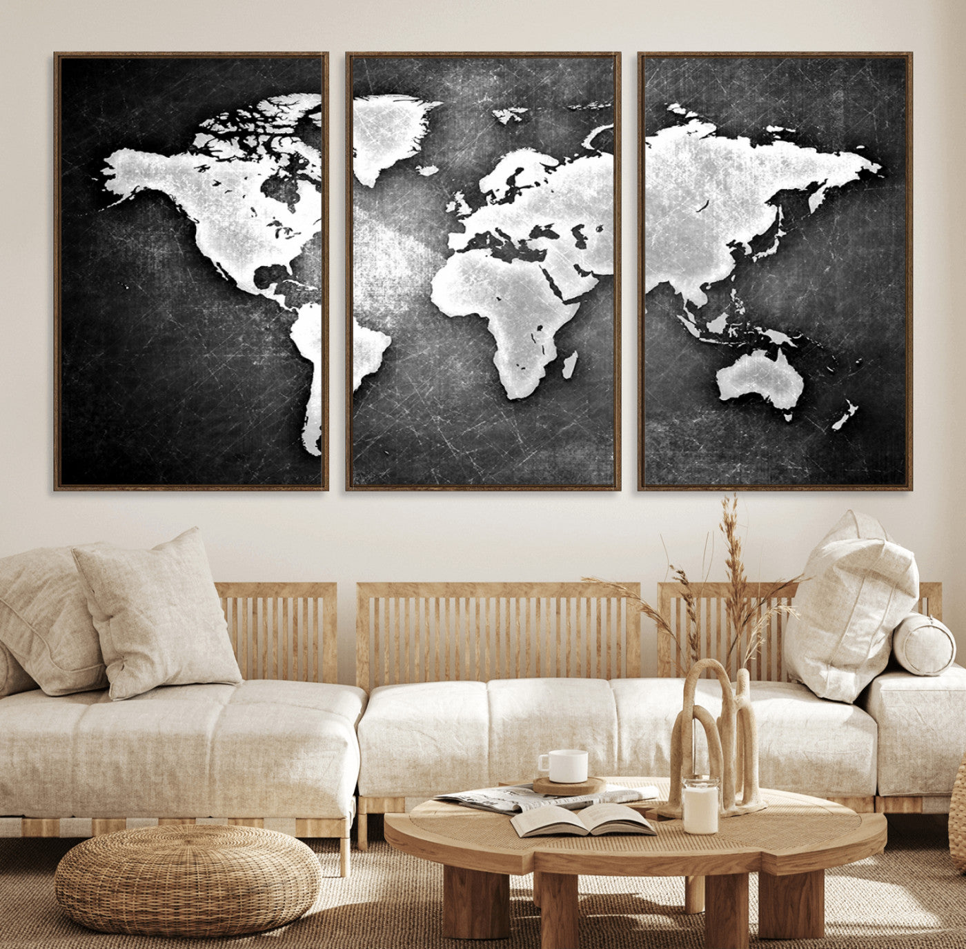 34390-MGV-FC-60X30-3P_Walnut-Push Pin World Map Canvas Print – Travel Tracker Wall Art for Couples, Perfect Anniversary Gift for Home or Office Decor