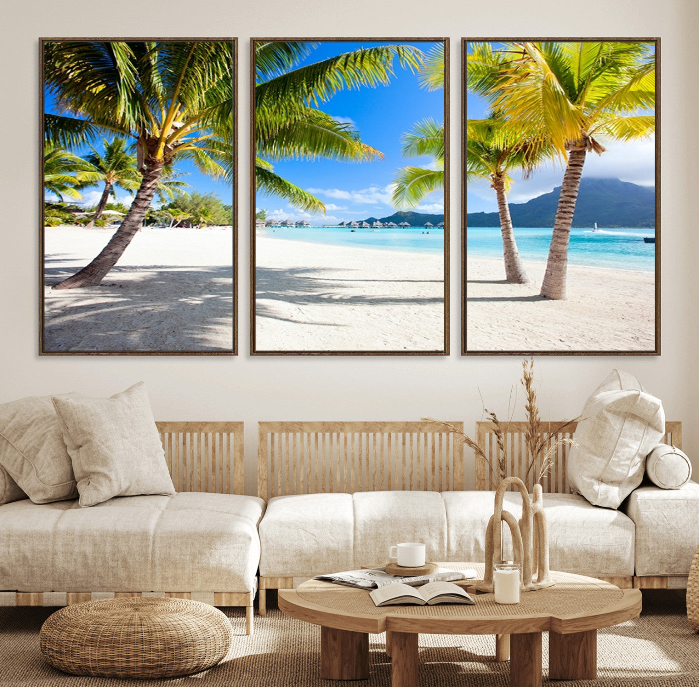 MGV-FC-60X30-3P - Blue Beach and Sea Wall Art Canvas Print