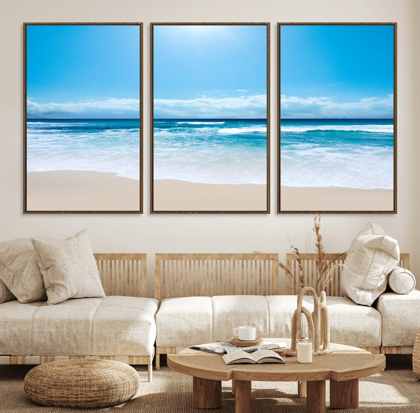 45929-MGV-CV-36X24-Wall Art Canvas Print Shiny Blue Sea and Beach
