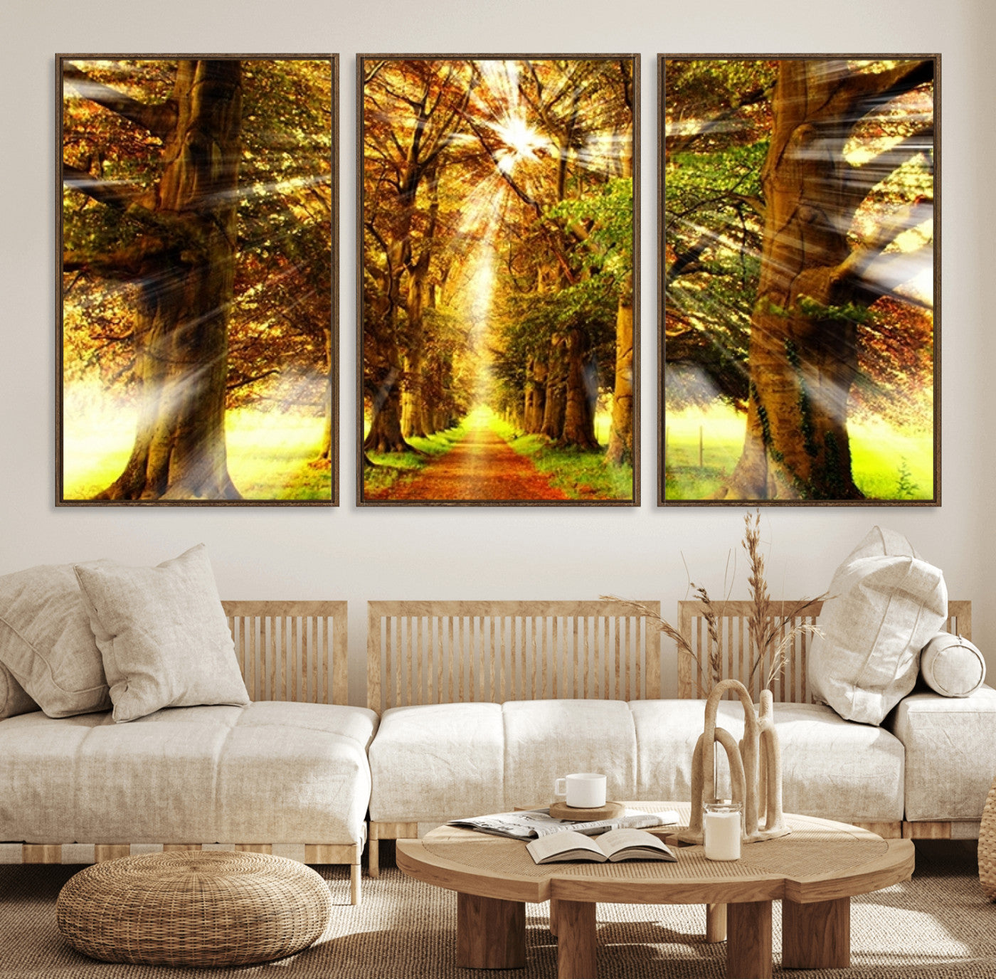 50243-MGV-FC-60X30-3P_Walnut-Sunshine in Forest and Trees Wall Art Canvas Print