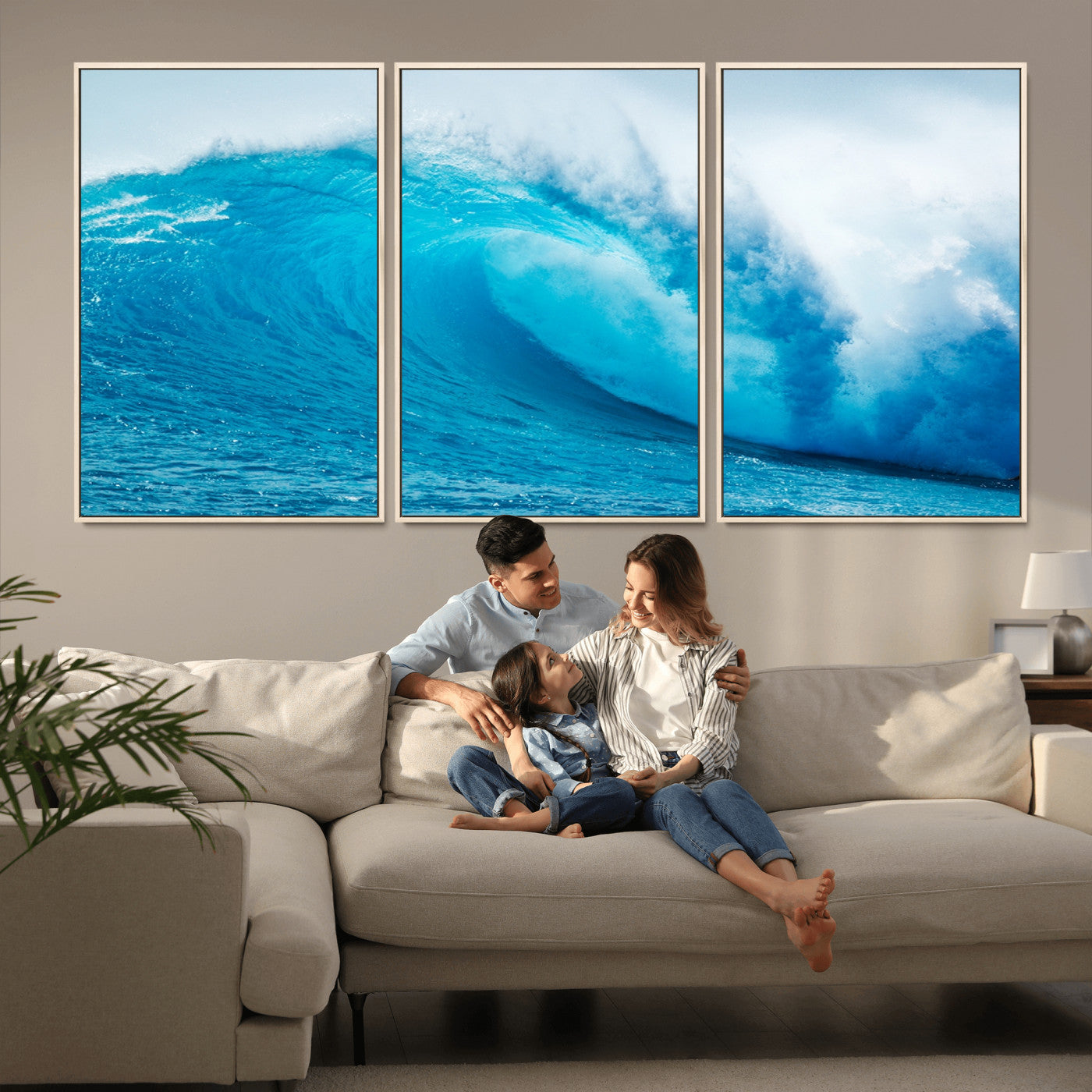 MGV-FC-60X30-3P - Big Ocean Surfing Wave Wall Art Canvas Print