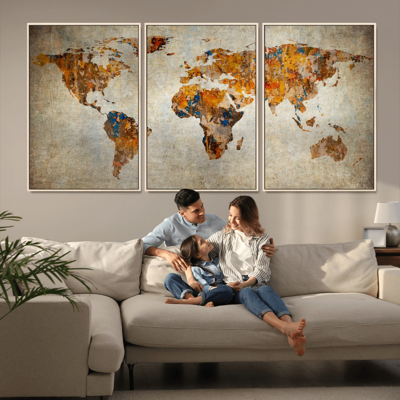MGV-FC-60X30-3P - Push Pin World Map Canvas Print – Framed Wall Art for Couples to Track Their Travels – Anniversary