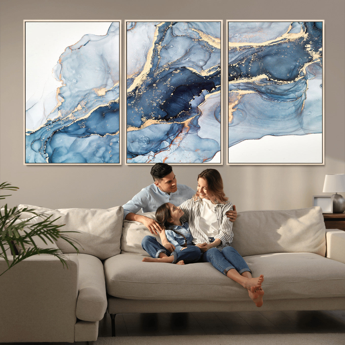 33782-MGV-CV-36X24-Abstract Art Print - Blue Abstract Canvas Wall Art Print Abstract Art Fluid Effect Marble Wall Art
