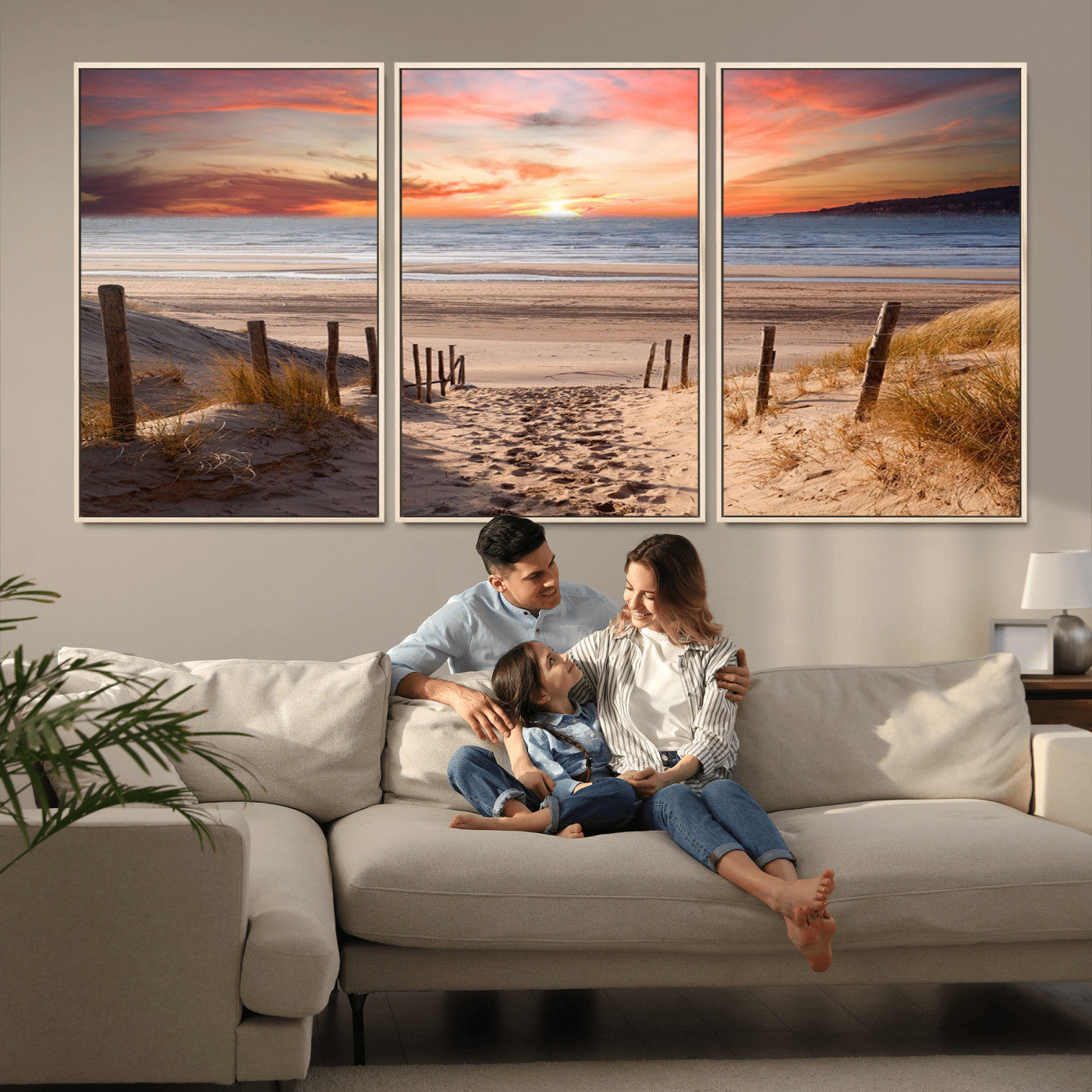 MGV-FC-60X30-3P - Sunset on the Sea Wall Art Canvas Print