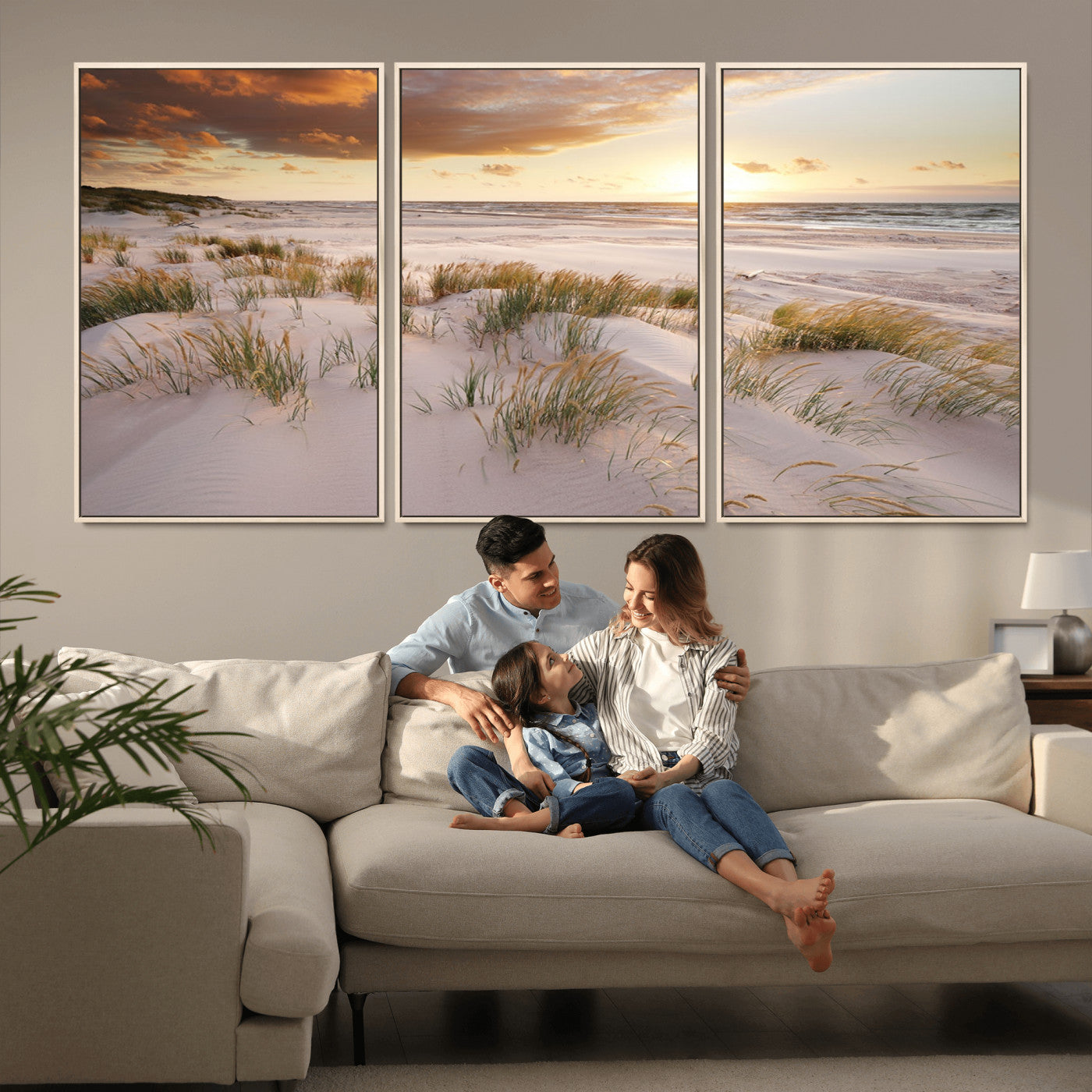 MGV-FC-60X30-3P - Flight Over Coastal Beach Landscape, Flight Over Coastal Beach Print Canvas Wall Art