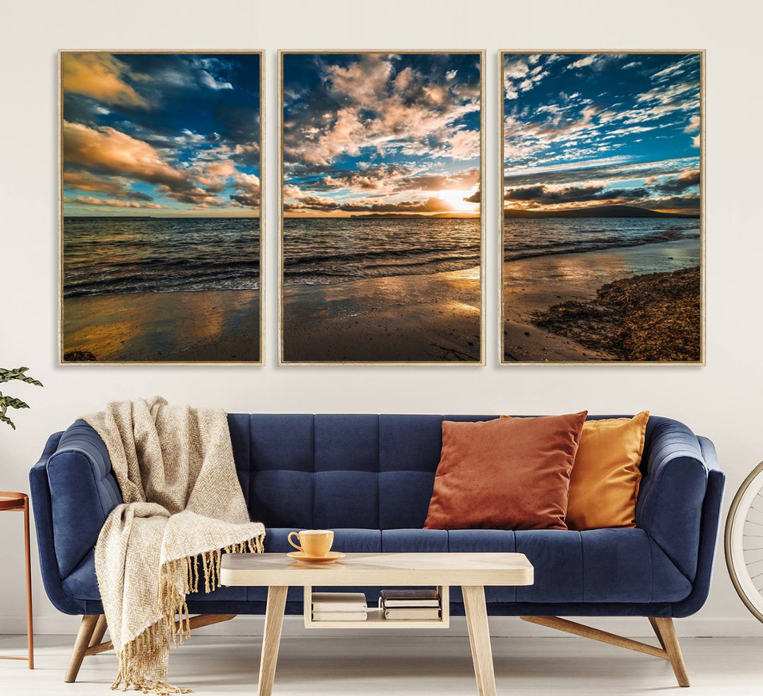 Beach Wall Art - Ocean Sunset Canvas.