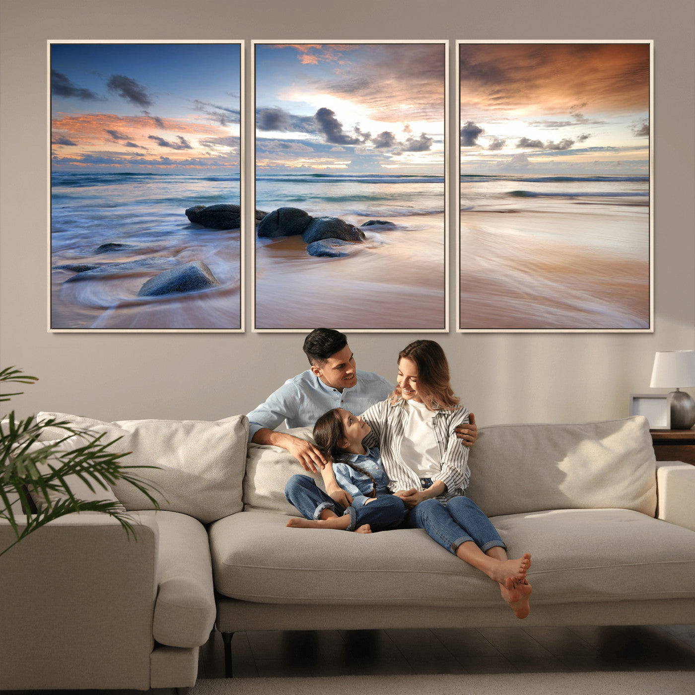 MGV-FC-60X30-3P - Serene Weather On The Beach Wall Art Canvas Print