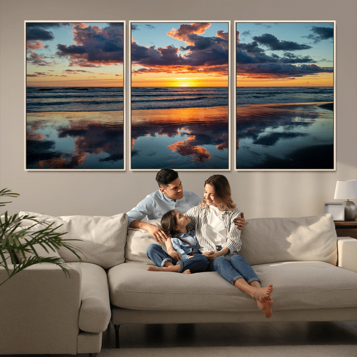 MGV-FC-60X30-3P - Cloudy Weather At The Beach Wall Art Canvas Print