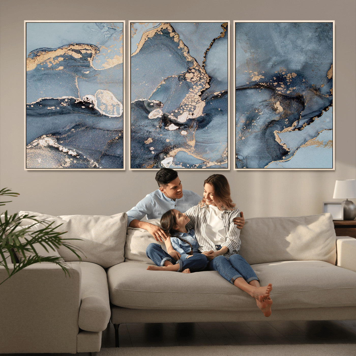 MGV-FC-60X30-3P - Multipanel Marble Fluid Effect Wall Art Abstract Canvas Wall Art Print