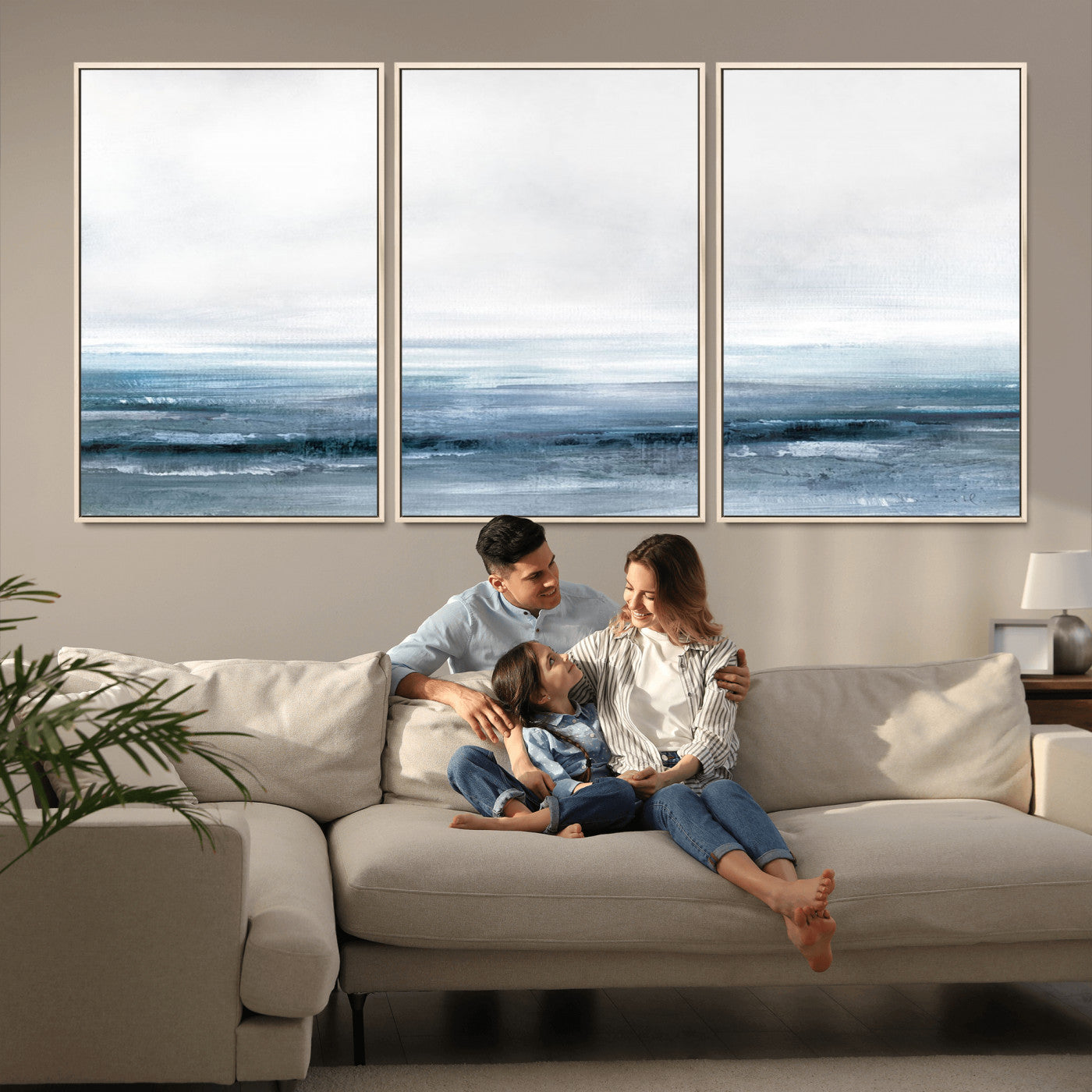 MGV-FC-60X30-3P - Blue Ocean Abstract Artwork Wall Art Canvas Print