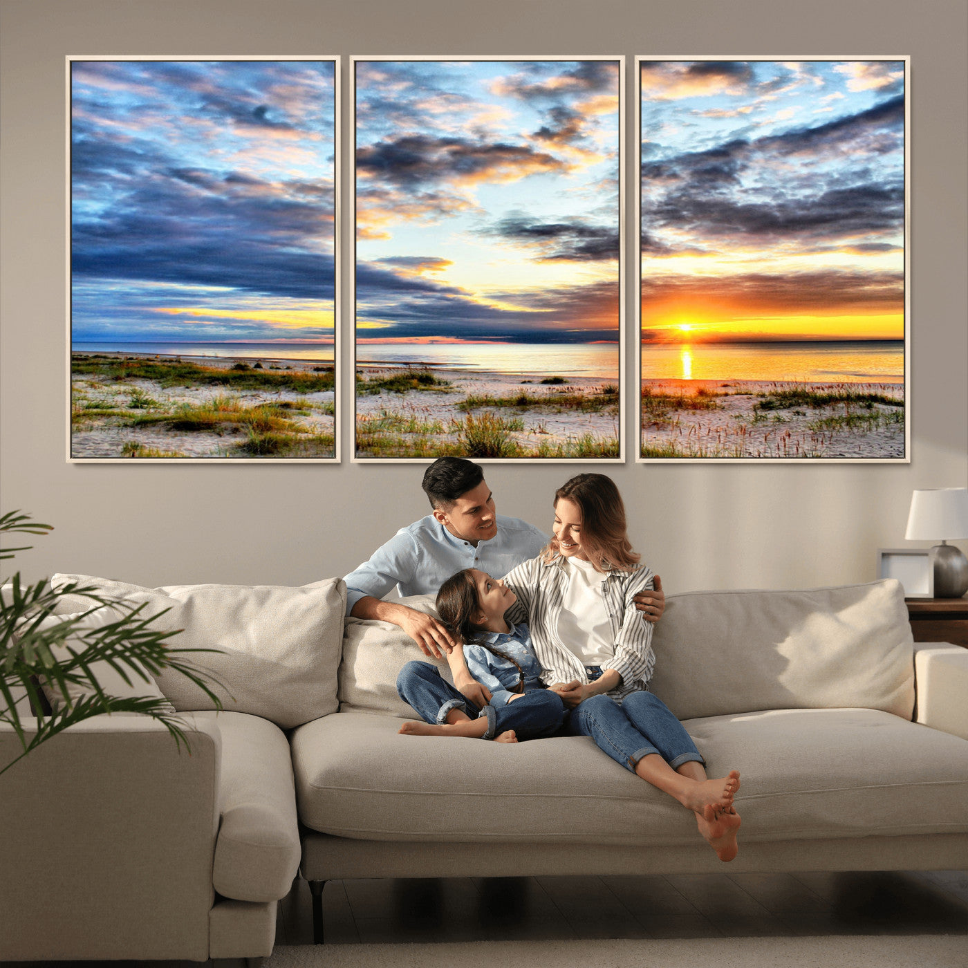 MGV-FC-60X30-3P - Sunset On The Ocean Wall Art Canvas Print