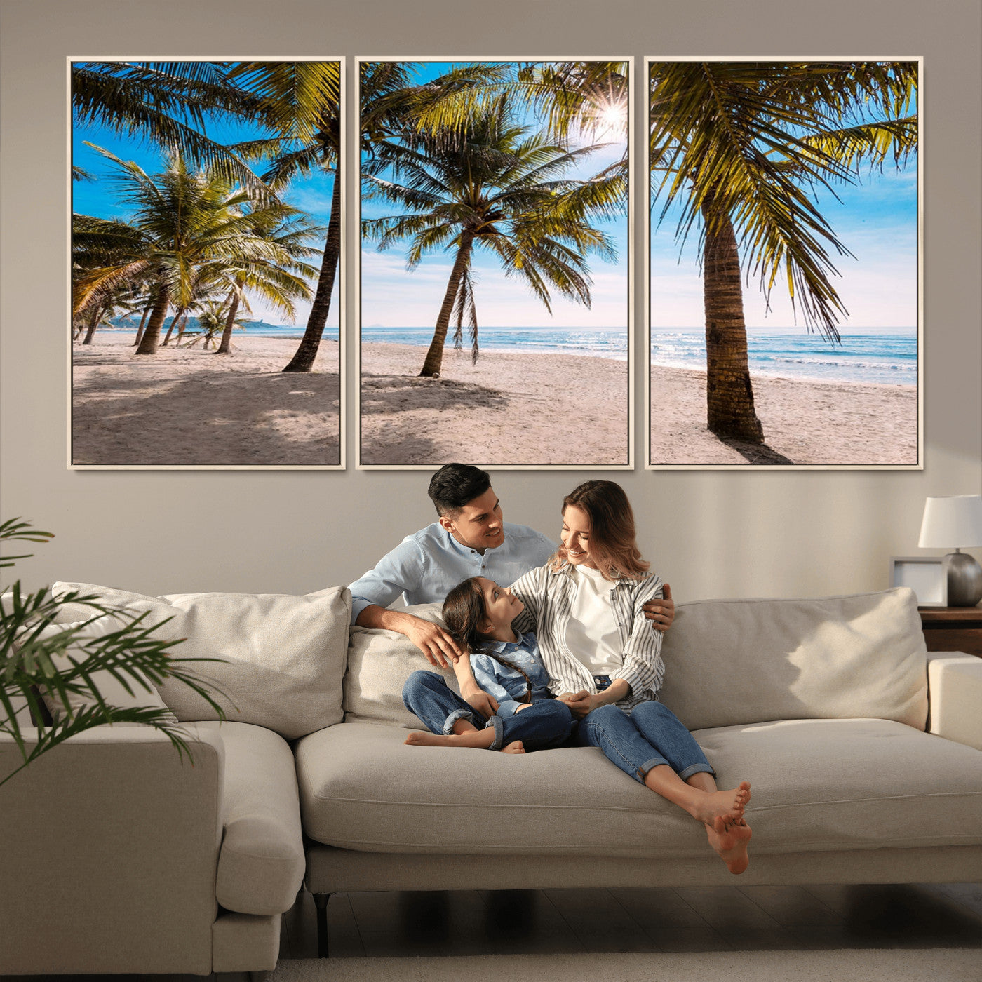 MGV-FC-60X30-3P - Palm Beach Tropical Island Wall Art Canvas Print
