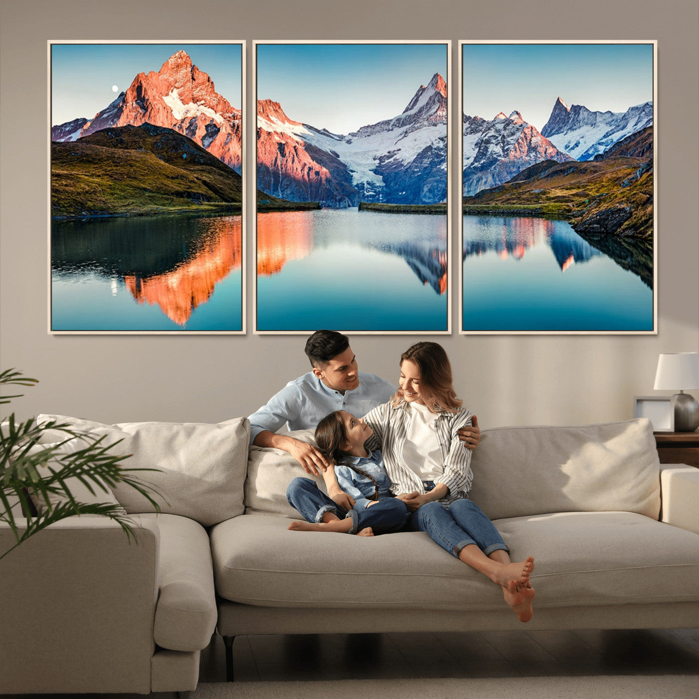 MGV-FC-60X30-3P - Landscape Mountain and Lake View Wall Art Canvas Print