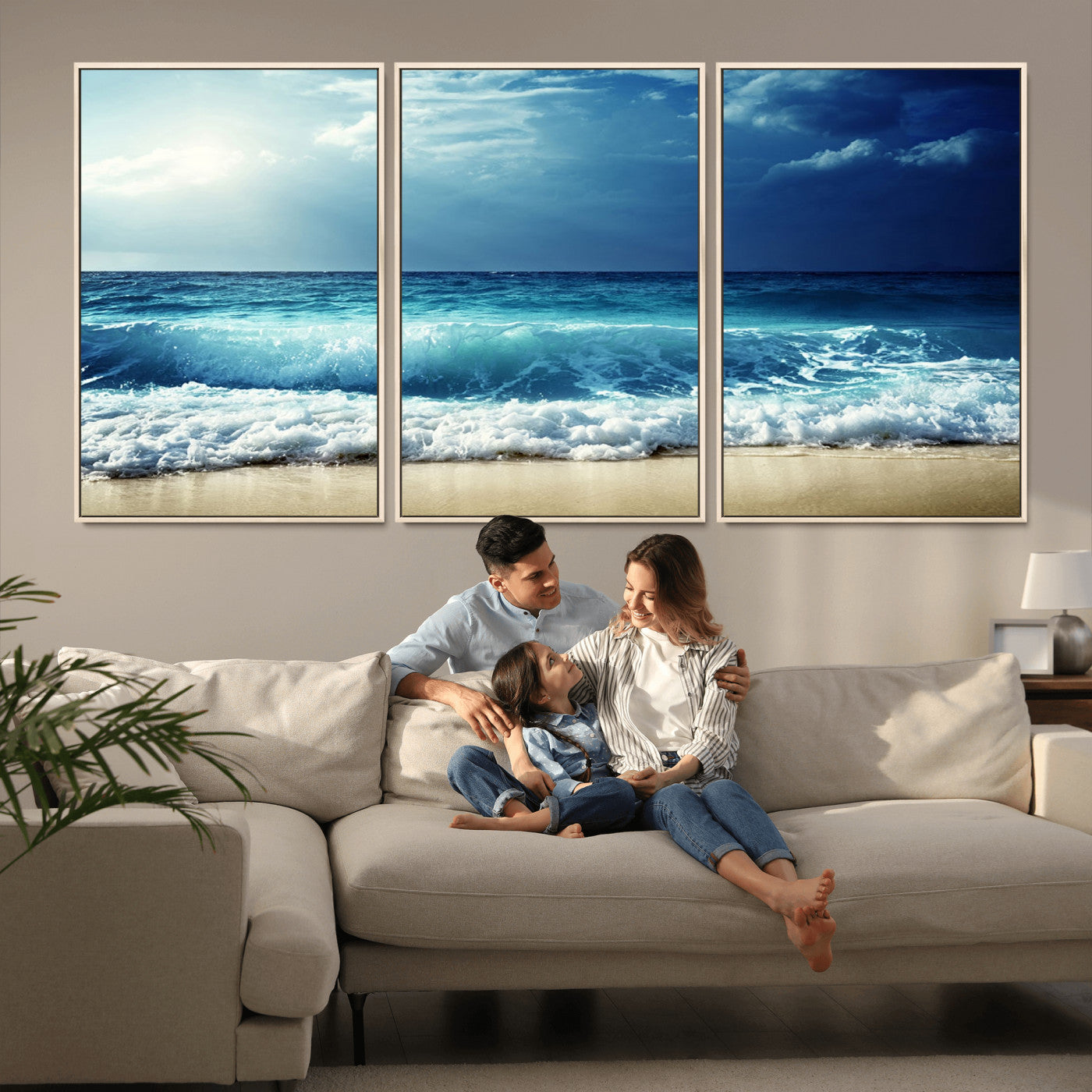 MGV-FC-60X30-3P - Majestic Ocean Wave Wall Art Canvas | 3 Panel Large Seascape Print for Living Room, Bedroom, Office Decor, Ready to Hang