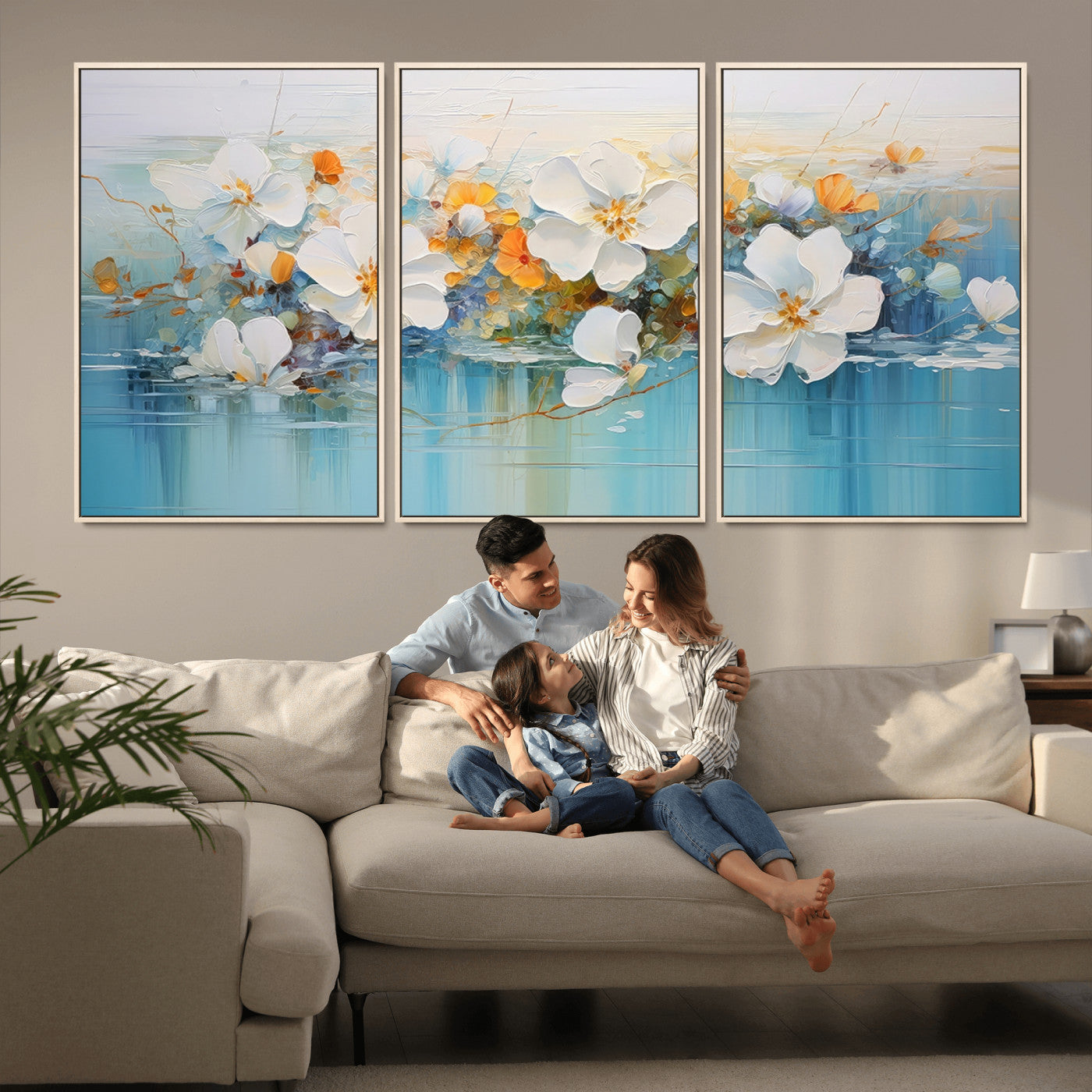 MGV-FC-60X30-3P - Abstract Flower Wall Art Canvas Print