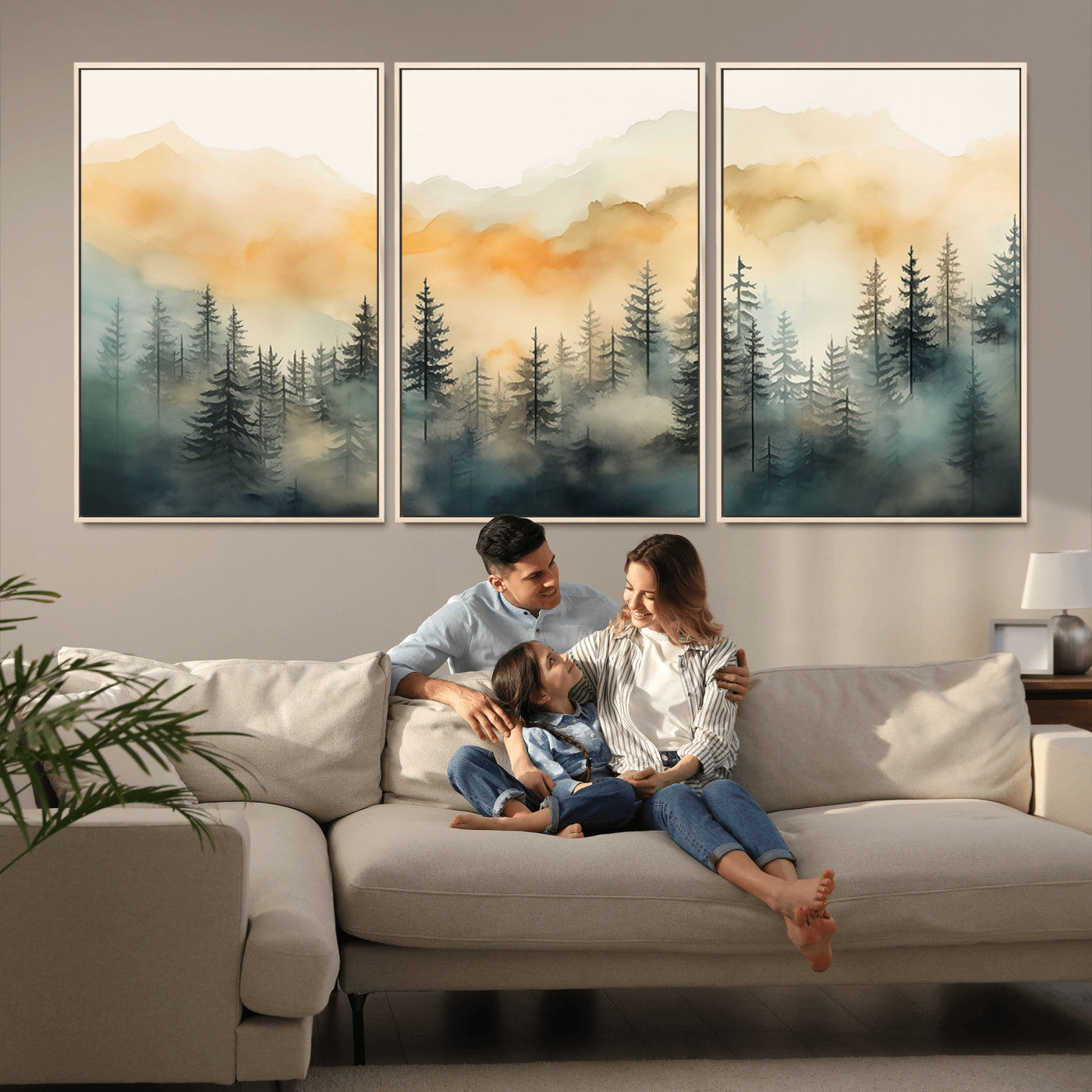 34155-MGV-CV-36X24-Abstract Forest Print - Mountain Wall Art | Autumn Landscape Canvas Print for Living Room, Bedroom, or Office | Large Wall Art Decor