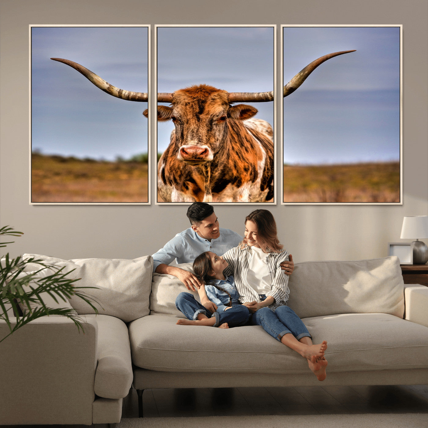 MGV-FC-60X30-3P - Texas Longhorn Wall Art Print