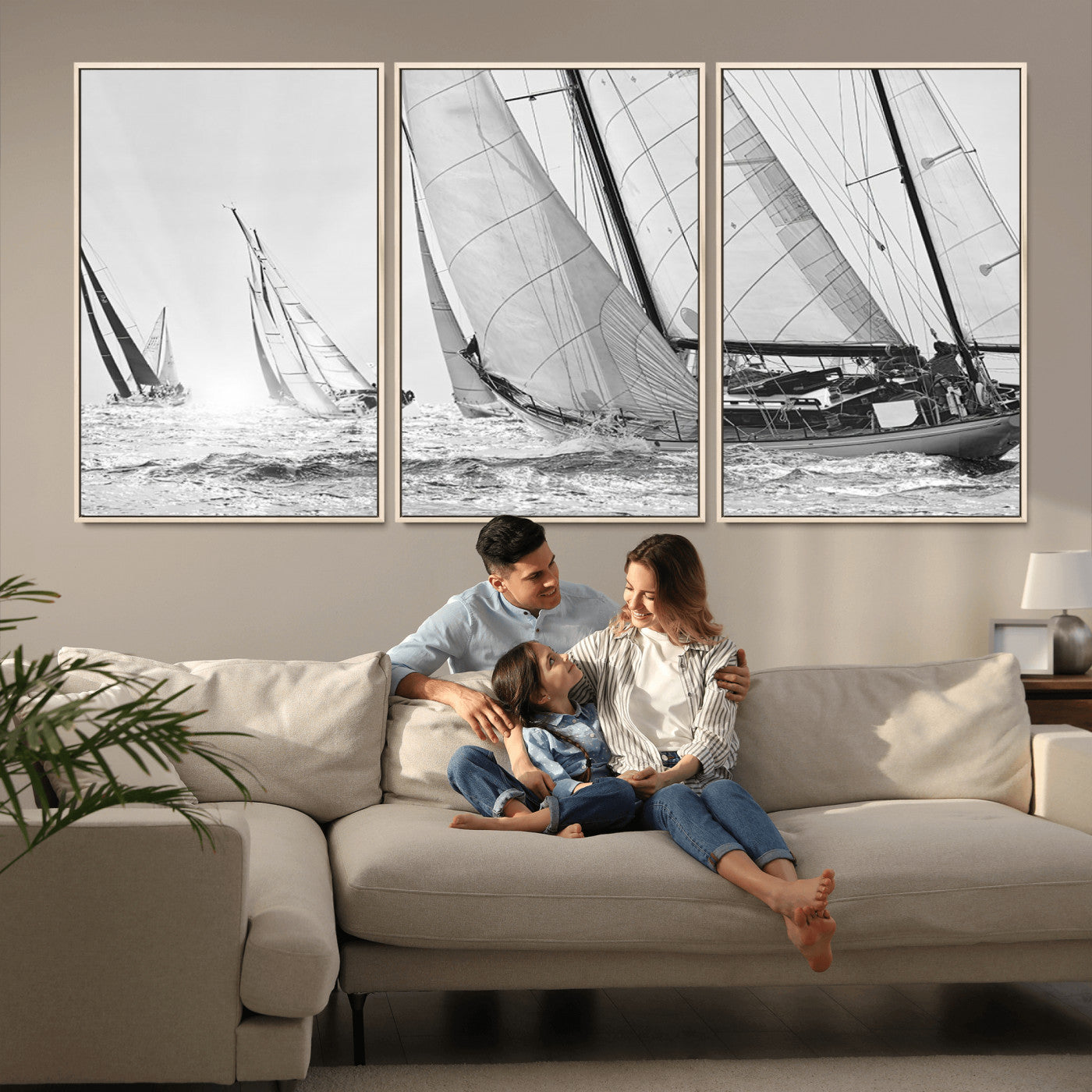 MGV-FC-60X30-3P - Yacht Sailboat Regatta Canvas Wall Art Canvas Print