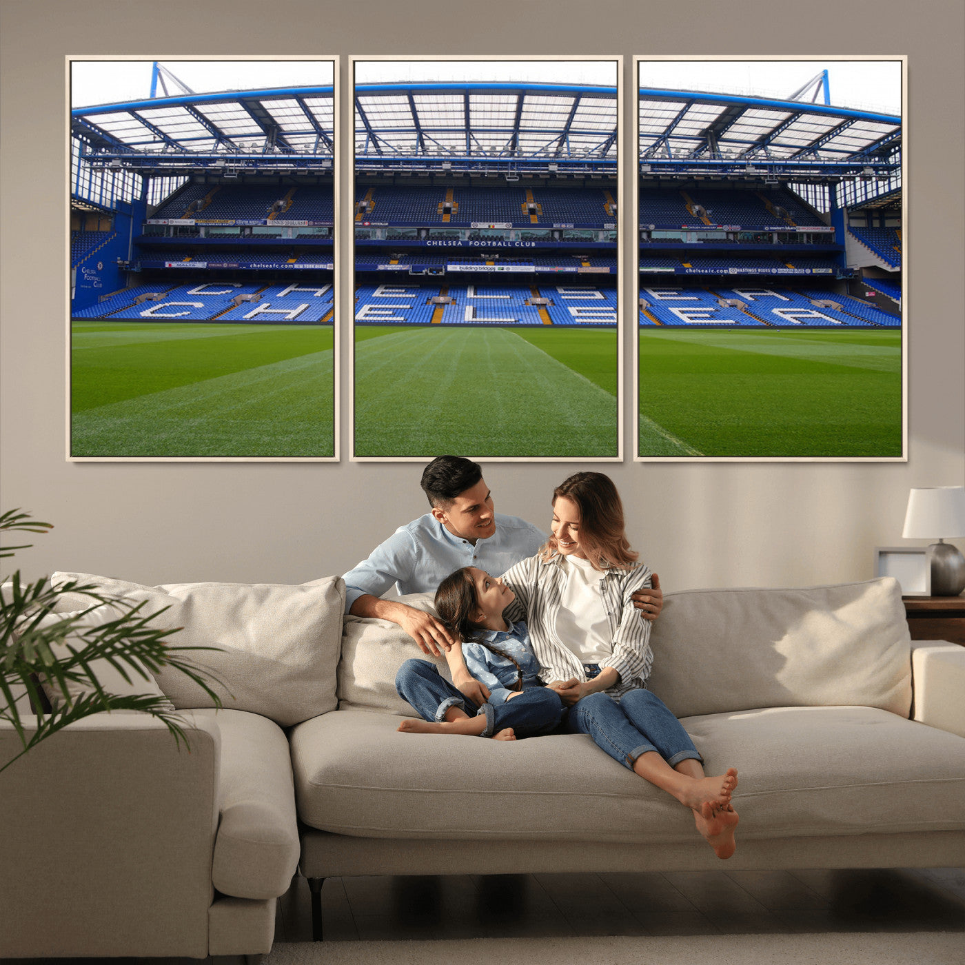 MGV-FC-60X30-3P - Chelsea FC Soccer Team Print - Stamford Bridge Stadium Wall Art Canvas Print