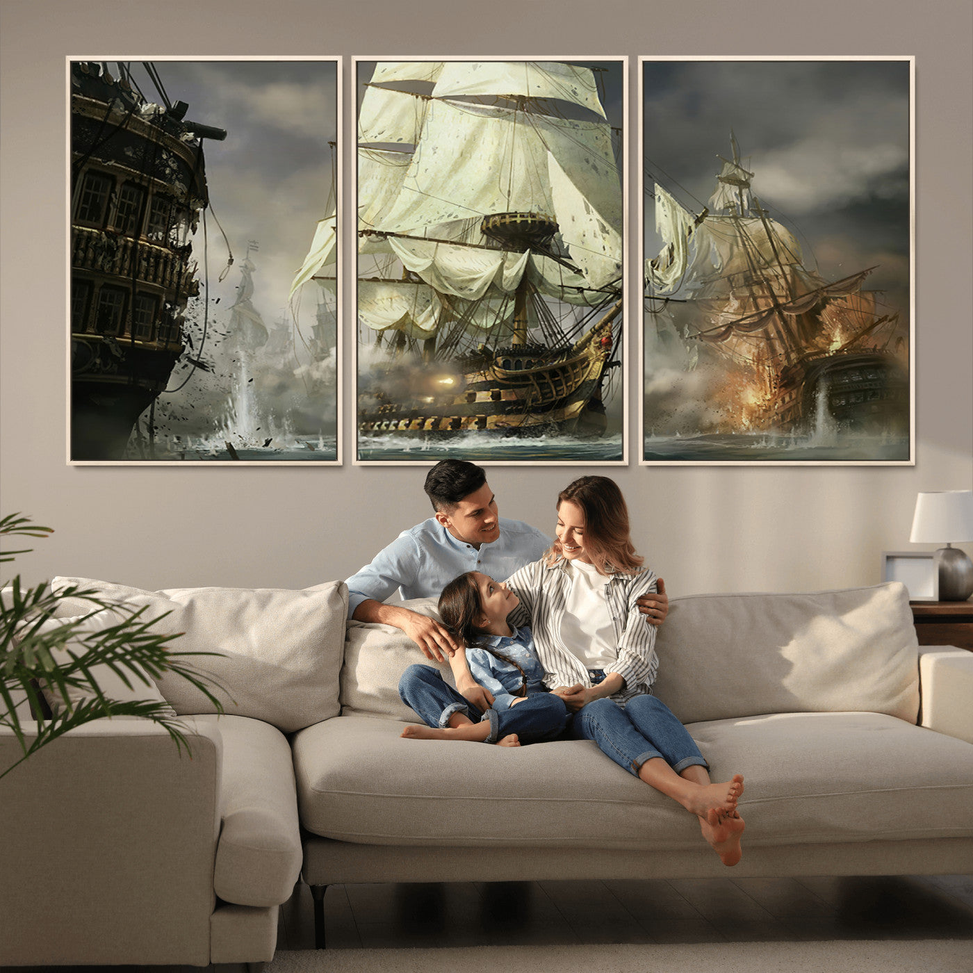 MGV-FC-60X30-3P - Pirate Ship War Wall Art Canvas Print