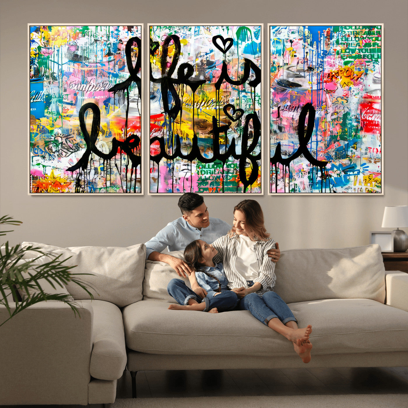 MGV-FC-60X30-3P - Life Beautiful Wall Art Canvas Print | Graffiti Wall Art Canvas Print