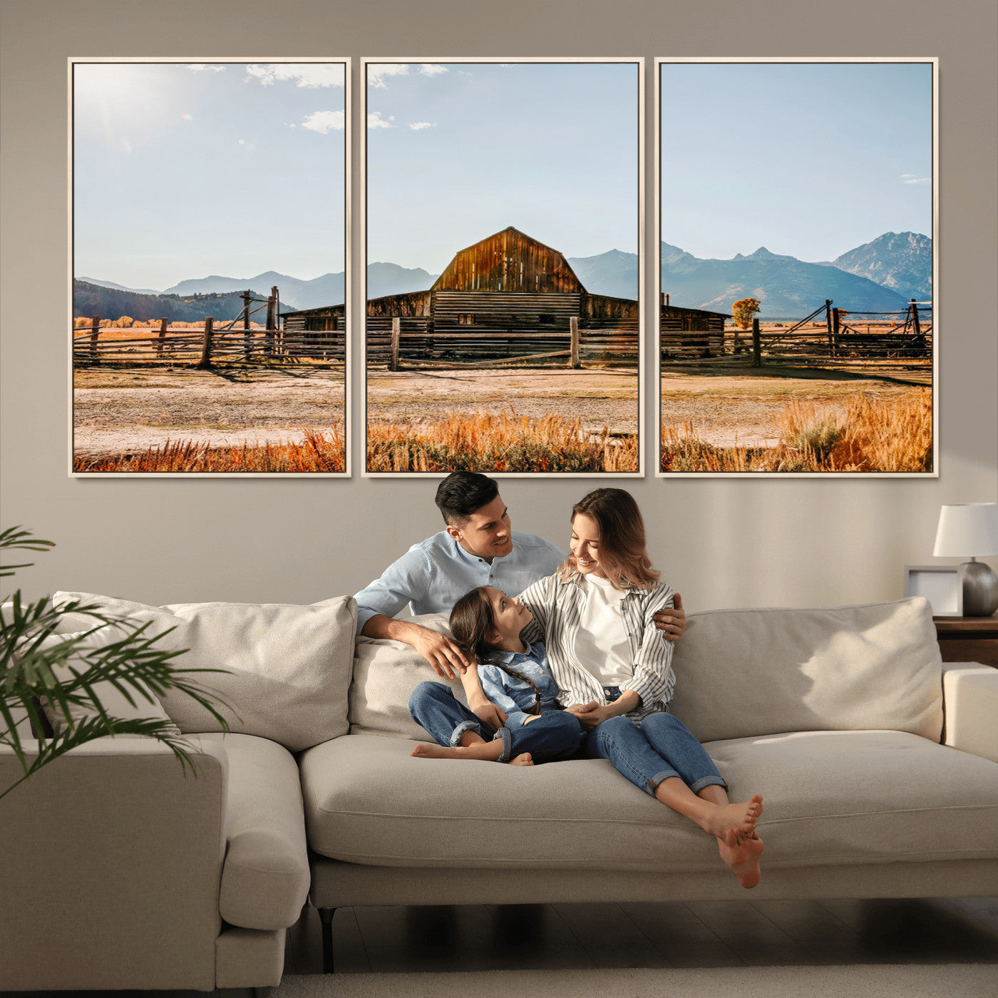 MGV-FC-60X30-3P - Vintage Old Barn Field Wall Art Canvas Print for Farmhouse Decor - Rustic Barn Wall Art Canvas Print