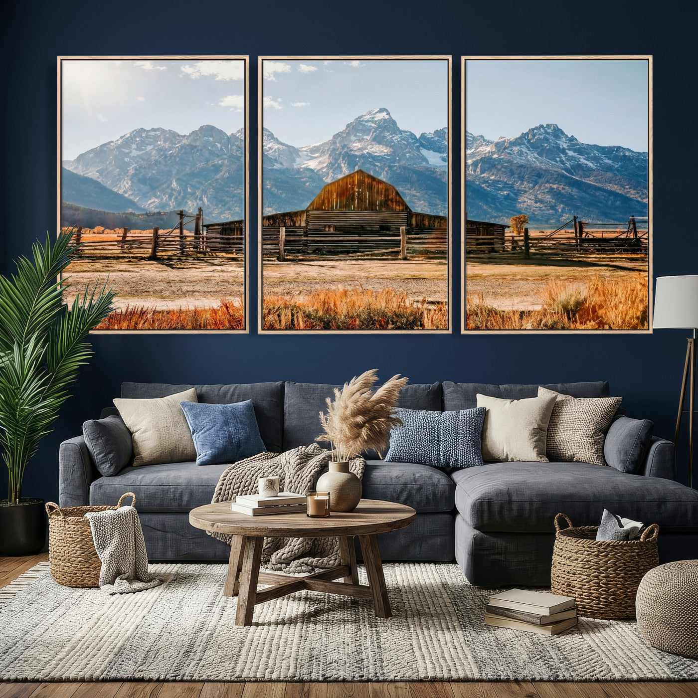 26513-MGV-CV-36X24 - Vintage Old Barn Field Wall Art Canvas Print for Farmhouse Decor - Rustic Barn Wall Art Canvas Print