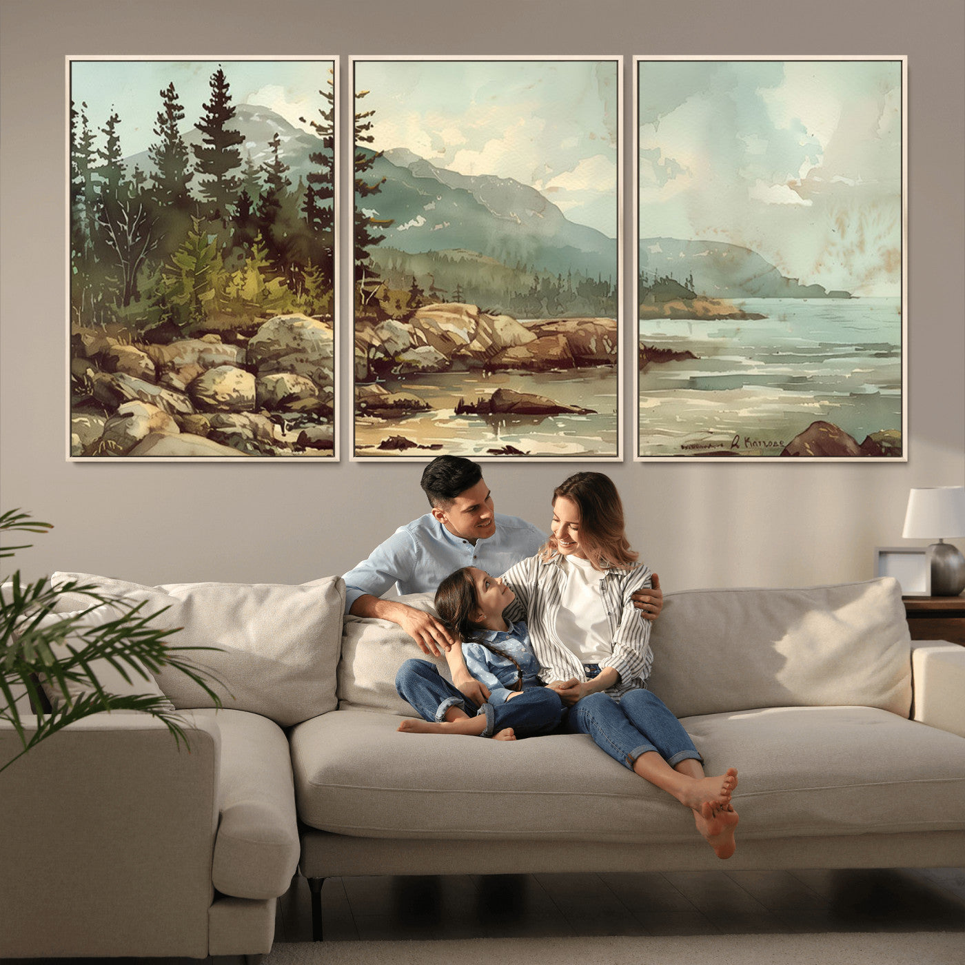 MGV-FC-60X30-3P - Abstract Acadia National Park Wall Art Canvas Print - Stunning 3-Panel Wall Art Canvas Print, Framed, Ready to Hang