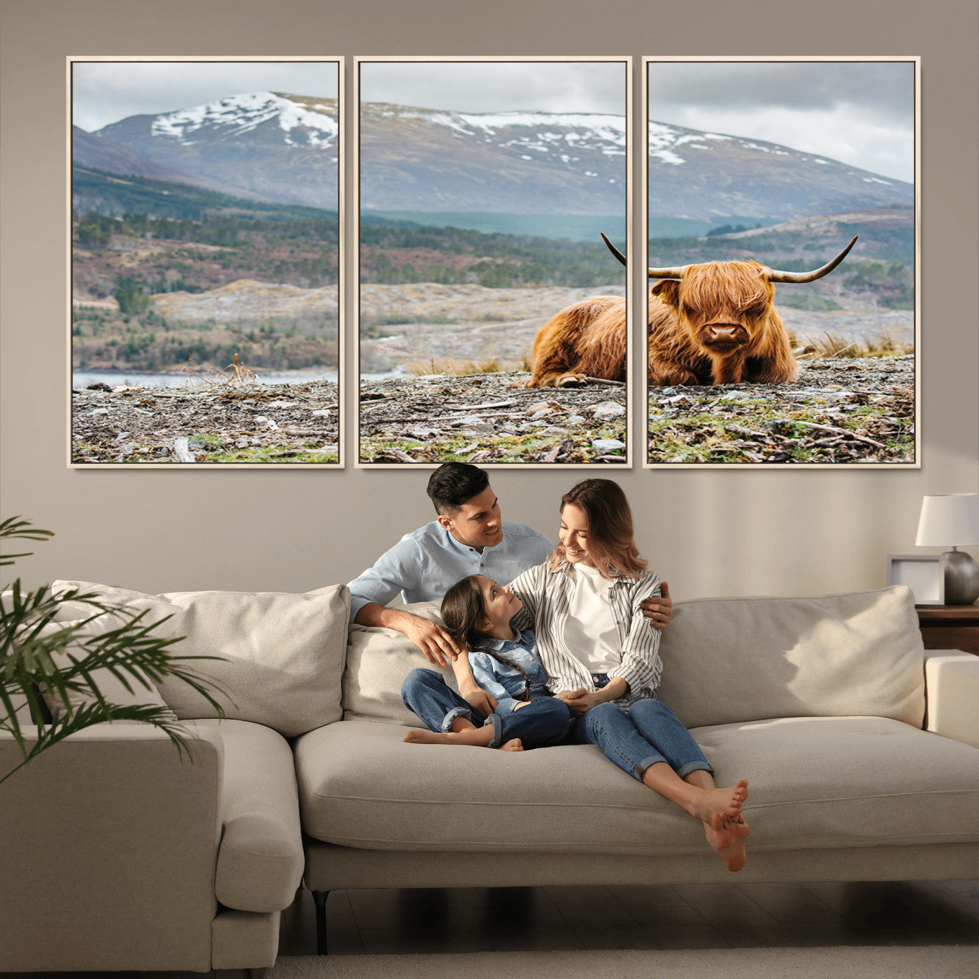 -Highland Cow Horn Farm Wall Art Canvas Print