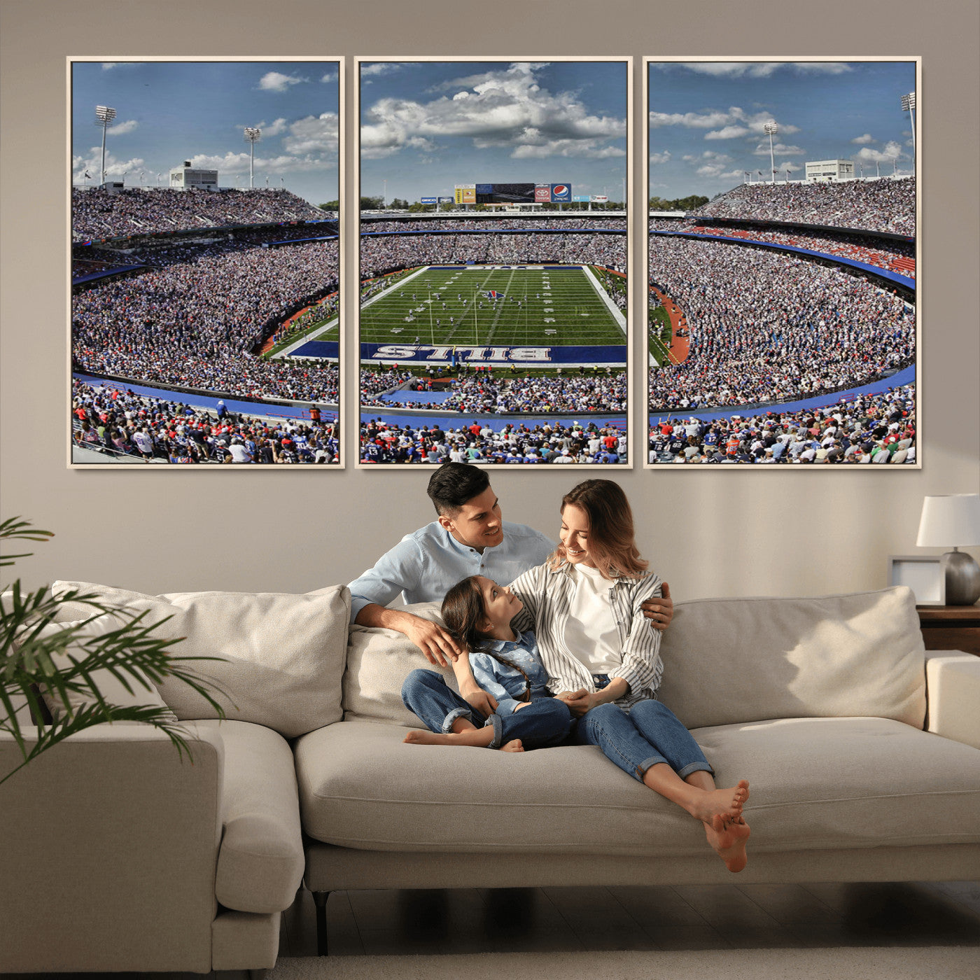 MGV-FC-60X30-3P - Buffalo Bills Highmark Stadium Wall Art Canvas Print - Bills Stadium Game Day Triple Canvas Wall Art - Buffalo Bills NFL Match