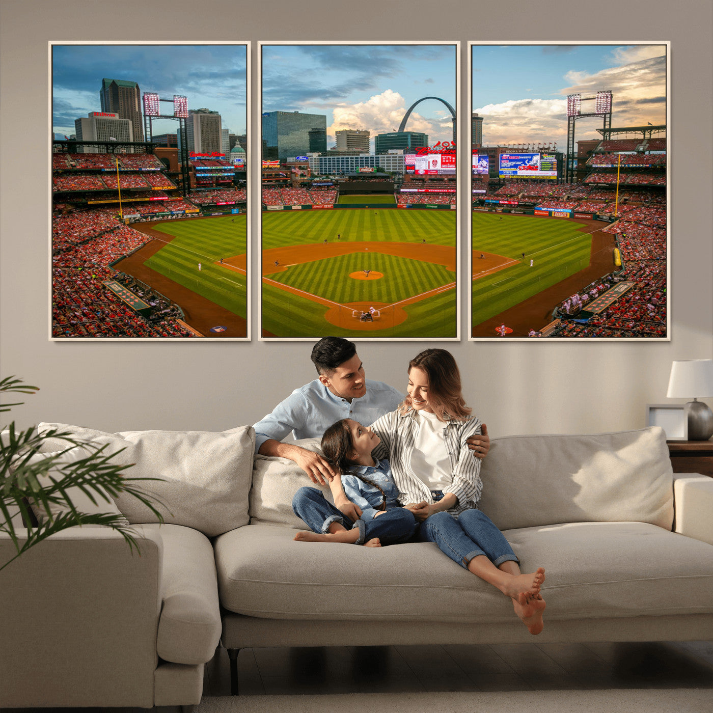 MGV-FC-60X30-3P - Busch Stadium Wall Art Print | St. Louis Cardinals Baseball Stadium Canvas Print | Framed Sports Decor for Living Room, Man Cave Decor