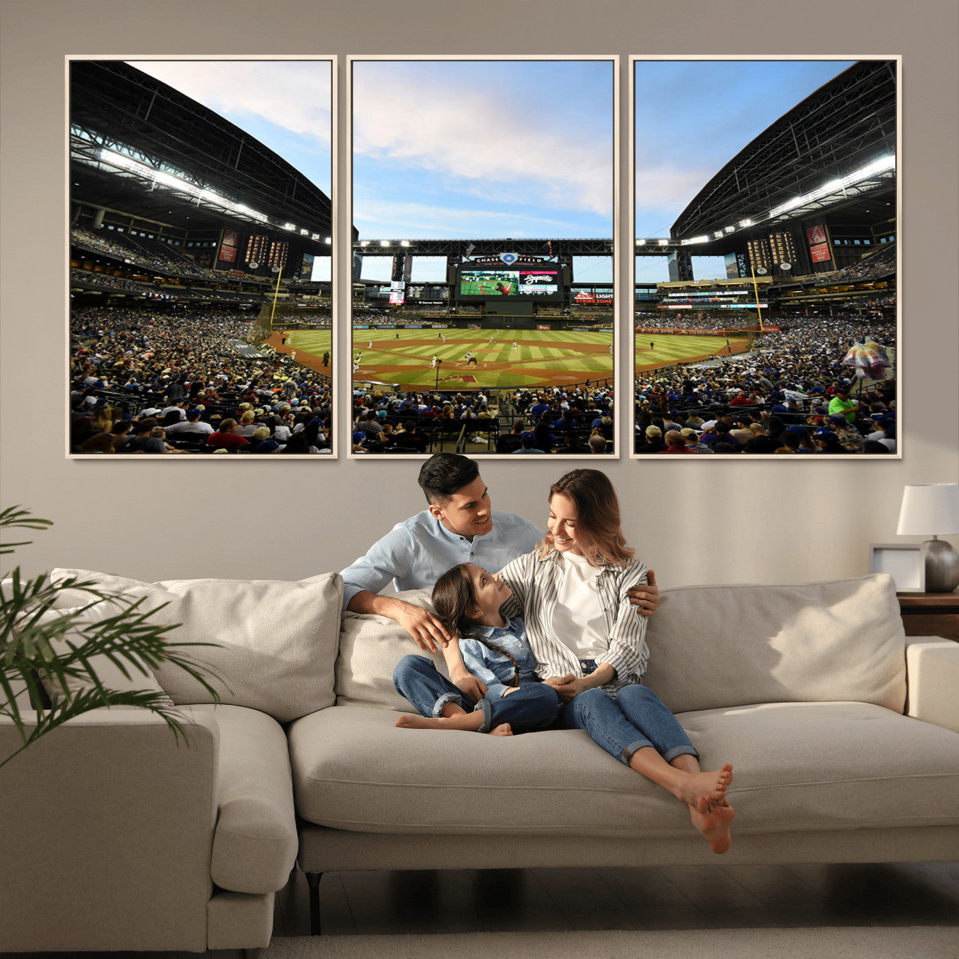 MGV-FC-60X30-3P - Arizona Diamondbacks Baseball Team Print - Phoenix Chase Field Stadium Wall Art Canvas Print