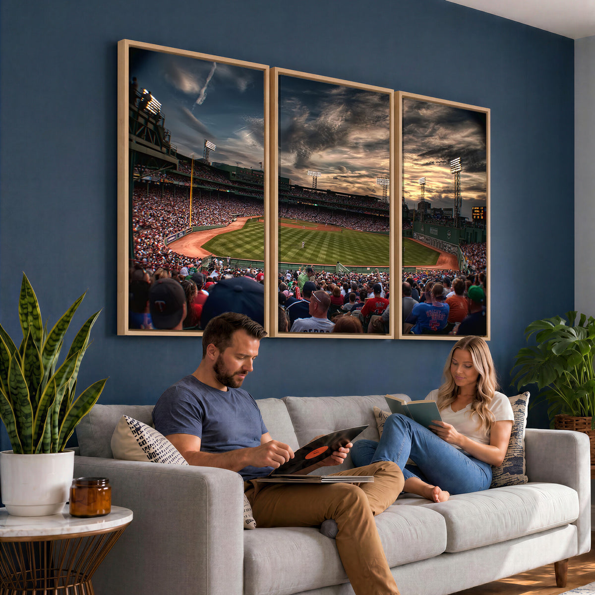 53432-MGV-CV-36X24 - Boston Red Sox Baseball Team Print, Massachusetts Fenway Park Stadium Wall Art Canvas Print