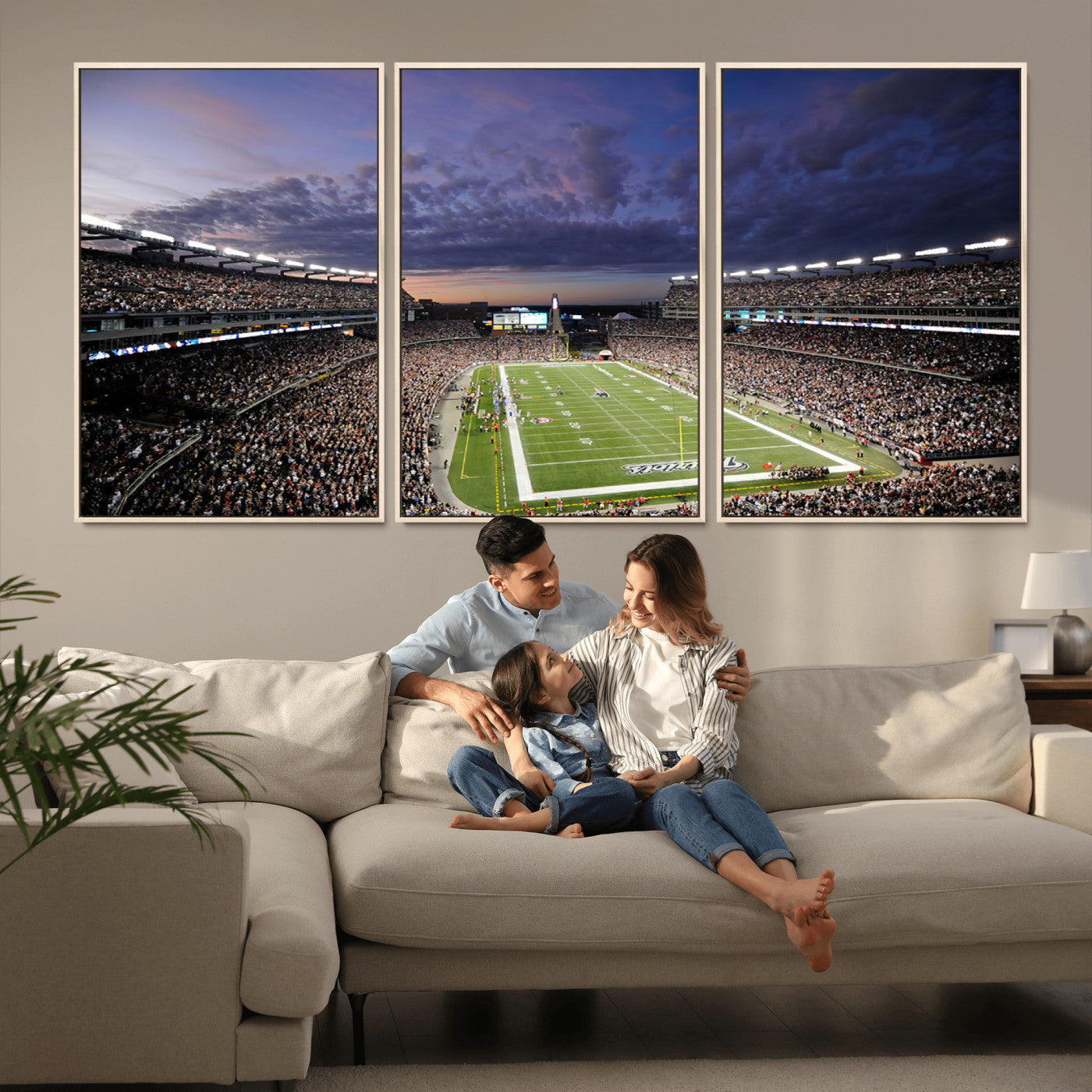 MGV-FC-60X30-3P - New England Patriots Football Team Print - Foxborough Gillette Stadium Wall Art Canvas Print