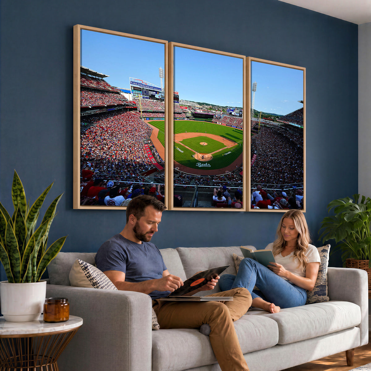 90998-MGV-CV-36X24 - Cincinnati Reds Baseball Canvas Print | Great American Ball Park Stadium Wall Art