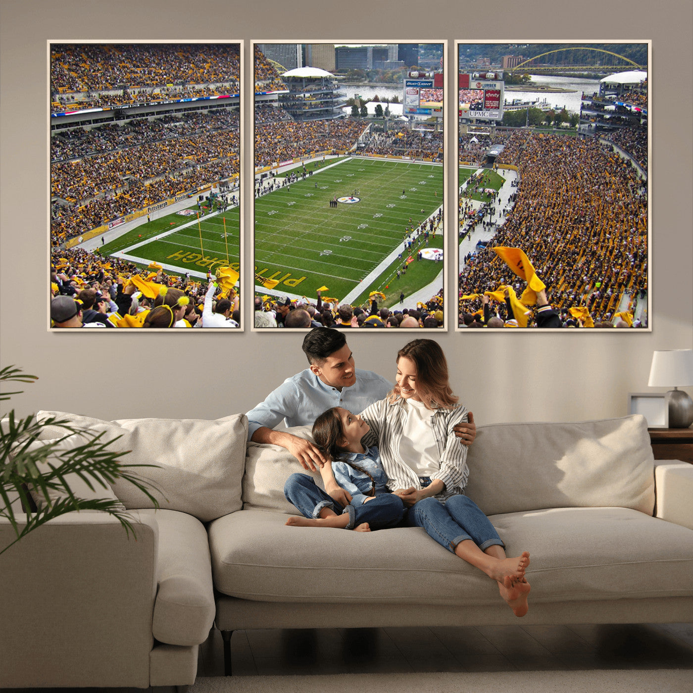 MGV-FC-60X30-3P - Pittsburgh Steelers Football Team Print - Pittsburgh Heinz Field Stadium Wall Art Canvas Print