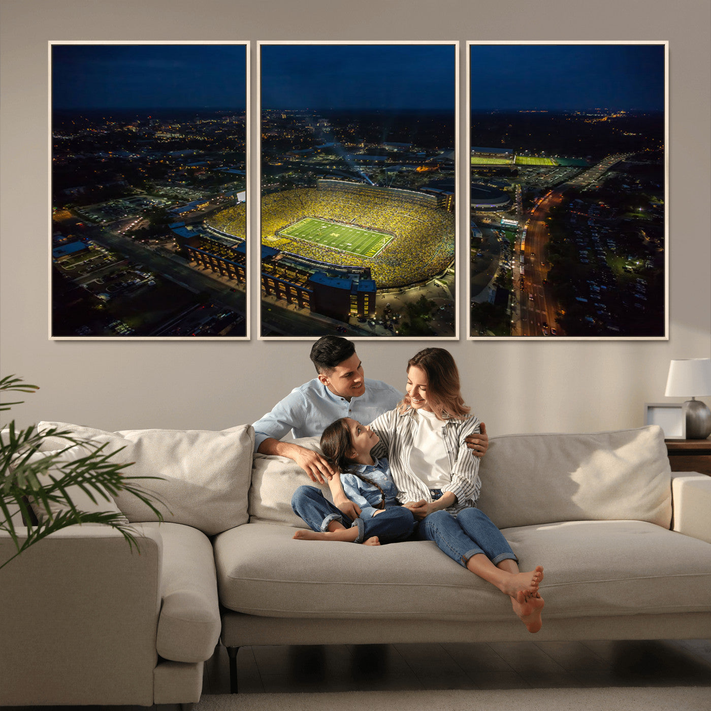 MGV-FC-60X30-3P - Michigan Wolverines Football Team Print - Michigan Stadium Wall Art Canvas Print