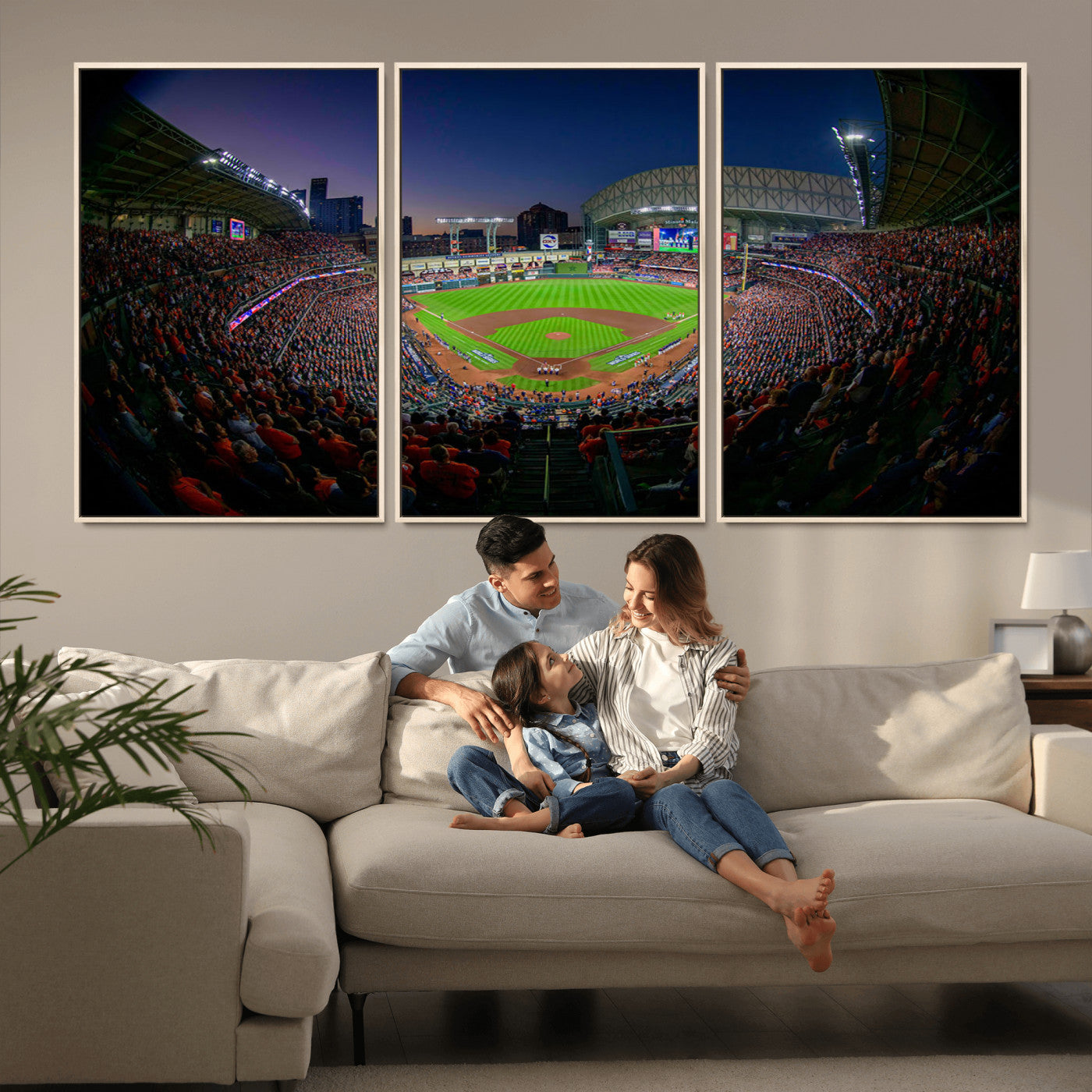 MGV-FC-60X30-3P - Houston Astros Baseball Team Print - Houston Minute Maid Park Stadium Wall Art Canvas Print