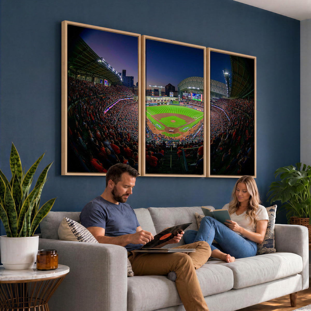 44322-MGV-CV-36X24 - Houston Astros Baseball Print Canvas, Houston Minute Maid Park Stadium Wall Art