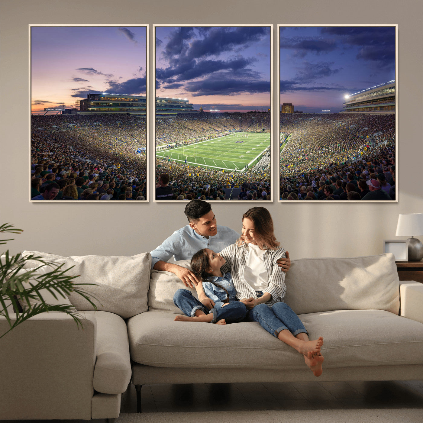 MGV-FC-60X30-3P - Notre Dame Fighting Irish Football Team Print - Notre Dame Stadium Wall Art Canvas Print