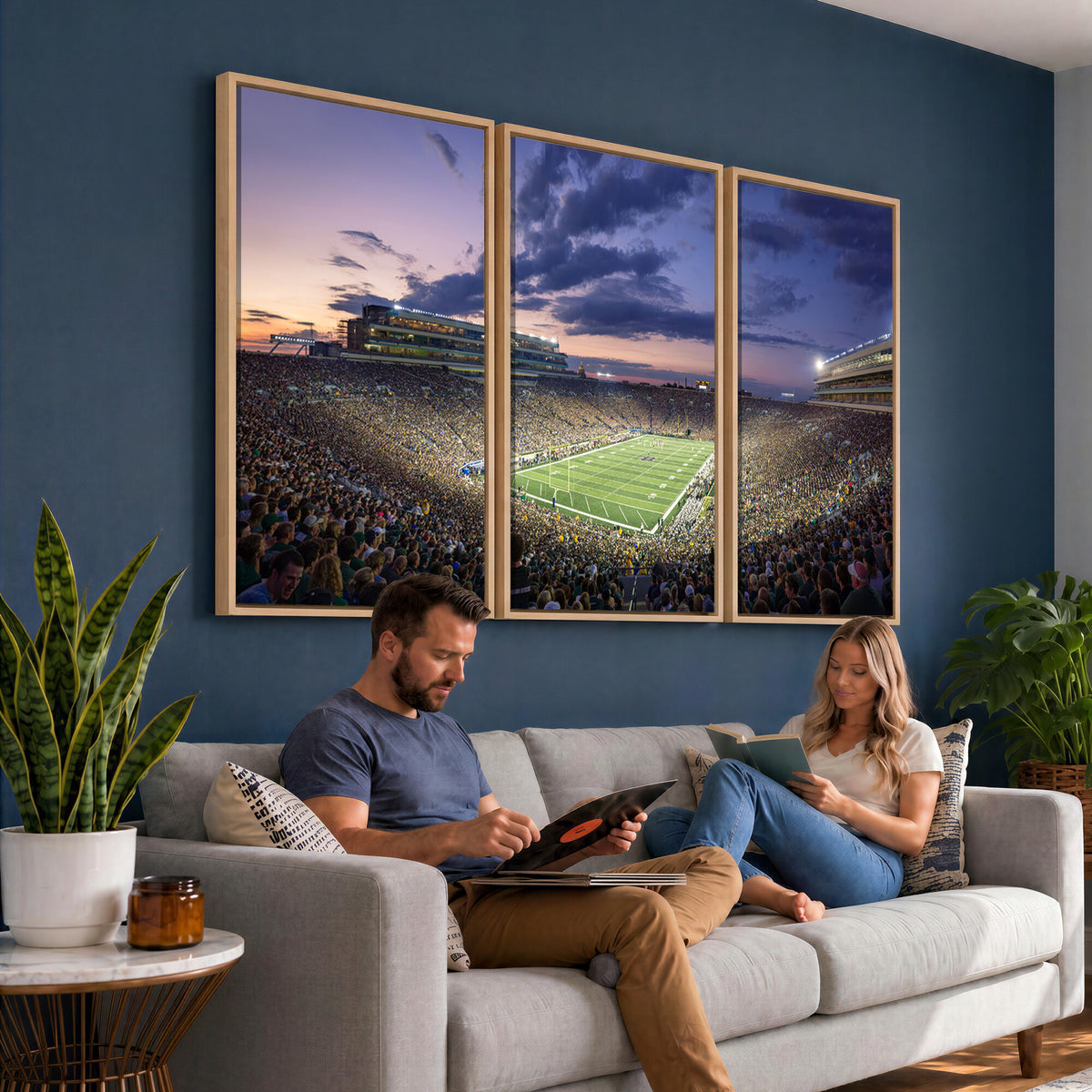 50825-MGV-CV-36X24 - Notre Dame Fighting Irish Football Team Print, Notre Dame Stadium Wall Art Canvas Print