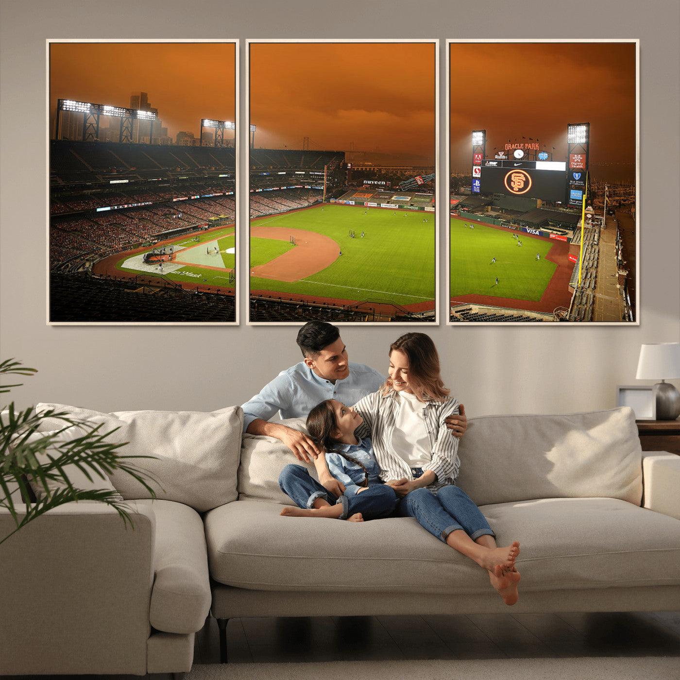 MGV-FC-60X30-3P - San Francisco Giants Baseball Team Print - Oracle Park Stadium Wall Art Canvas Print